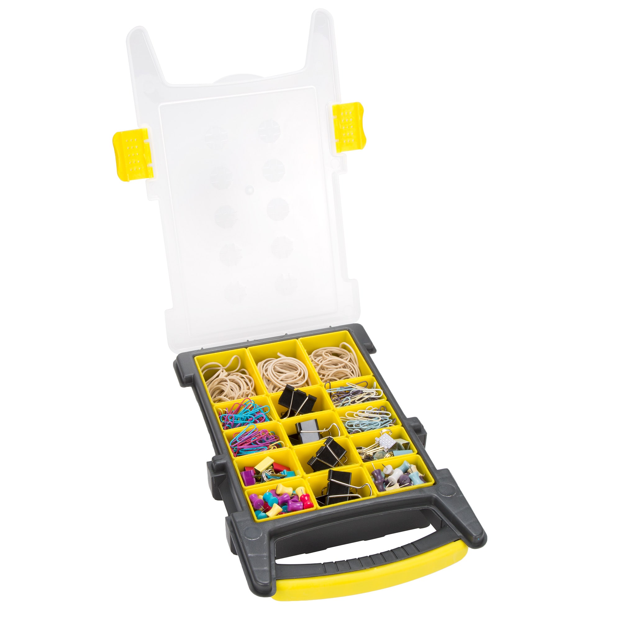 Organizador de plástico para piezas pequeñas de diferentes tamaños con 57 compartimentos de Fleming Supply 831932CSJ.