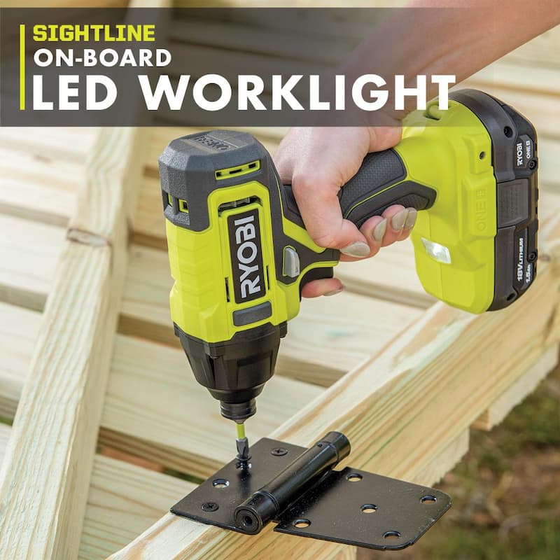 RYOBI ONE+ 18V Taladro/destornillador de impacto inalámbrico de 1/4 de pulgada con kit de baterías (2) 1.5 Ah y cargador - PCL235K2