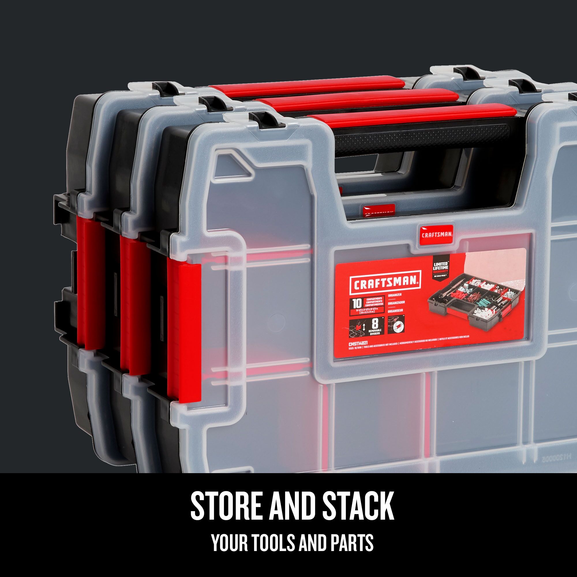 CRAFTSMAN 3-Pack 10-Compartment Small Plastic Small Parts Organizer CMST60964M

Organizador de pequeñas piezas plásticas CRAFTSMAN 3-pack de 10 compartimentos CMST60964M