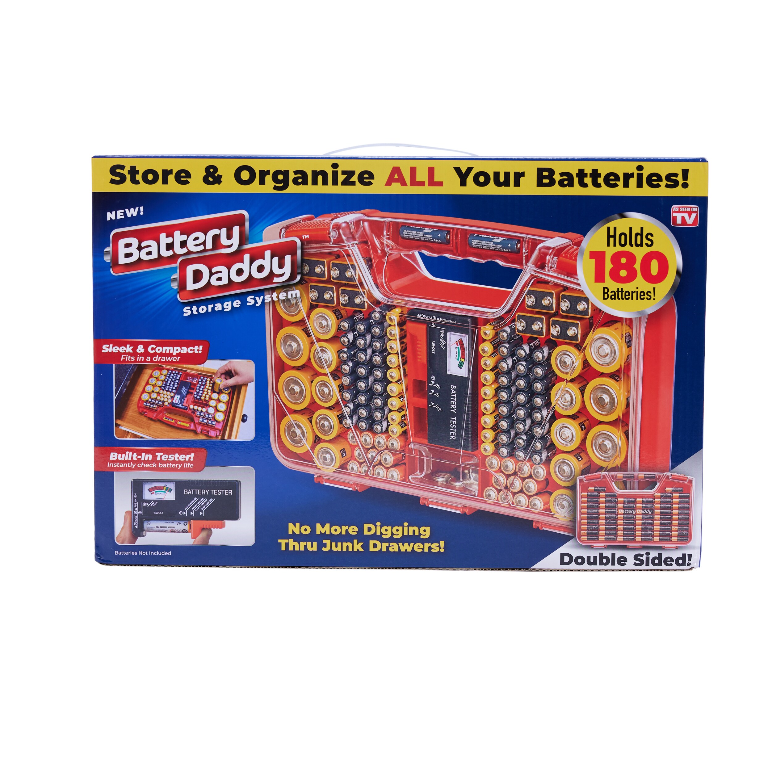 Battery Daddy Organizador de pilas 180 compartimentos - Organizador de piezas pequeñas de plástico mediano.
