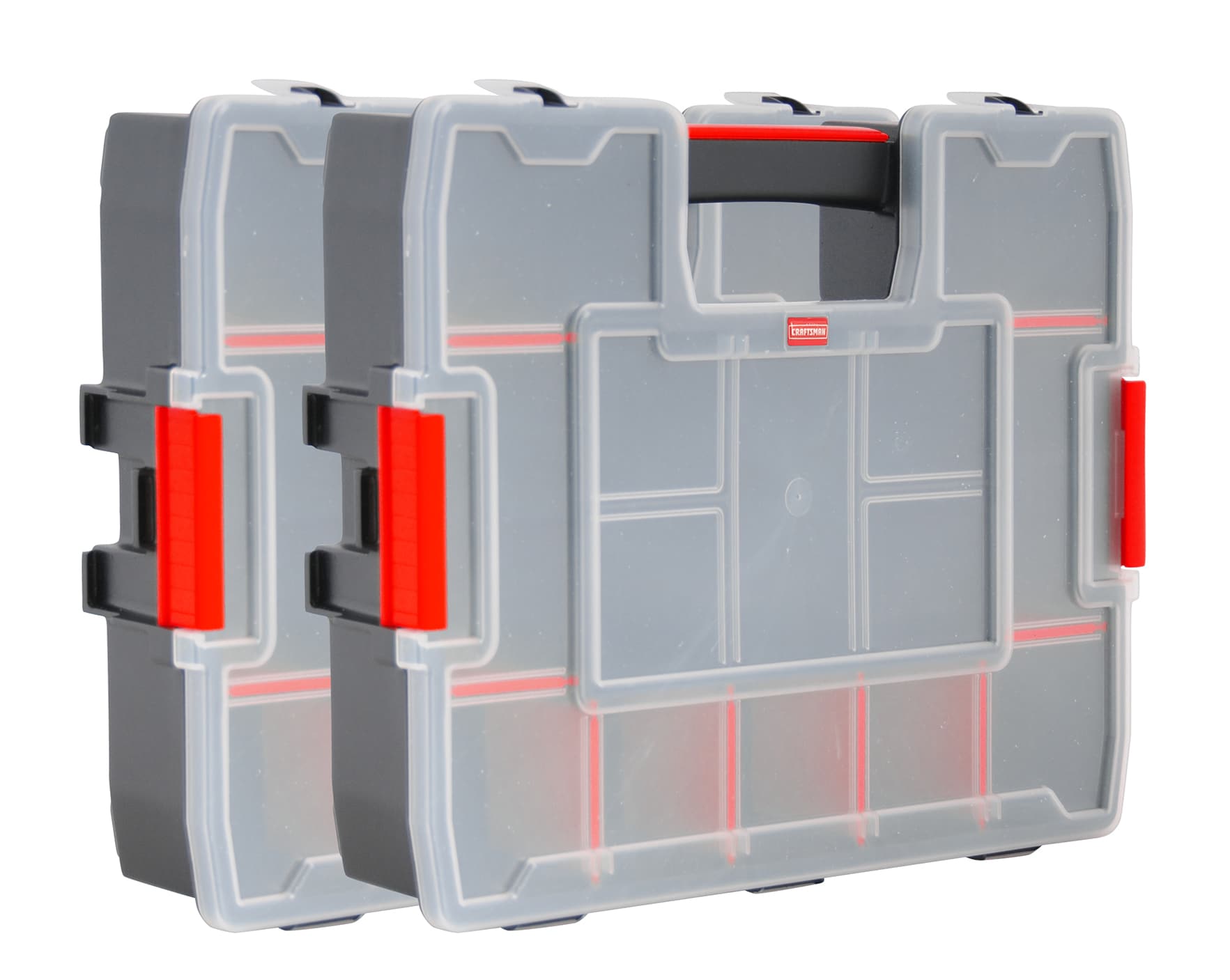 Organizador de piezas pequeñas de plástico mediano de 14 compartimentos en paquete de 2 de CRAFTSMAN CMST60944M