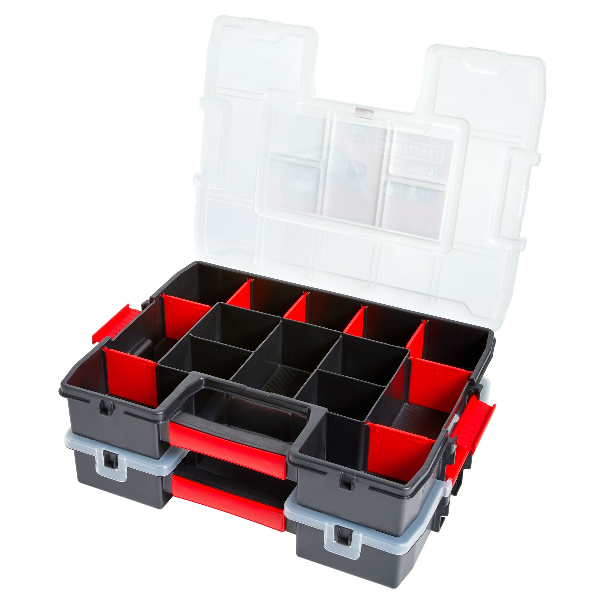 Organizador de piezas pequeñas de plástico mediano de 14 compartimentos en paquete de 2 de CRAFTSMAN CMST60944M