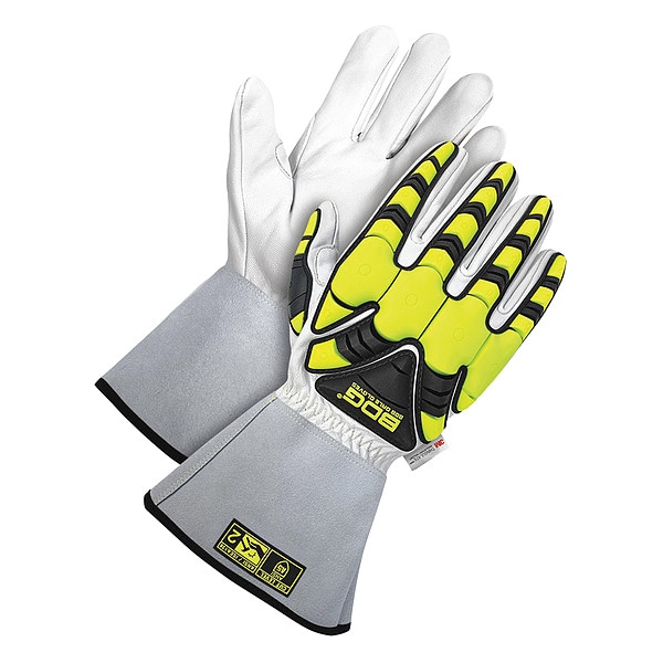 Guantes de cuero resistentes al corte y al impacto Bdg, Nivel de corte A5, Blanco/Blanco, 2XL - 20-9-1885-X2L