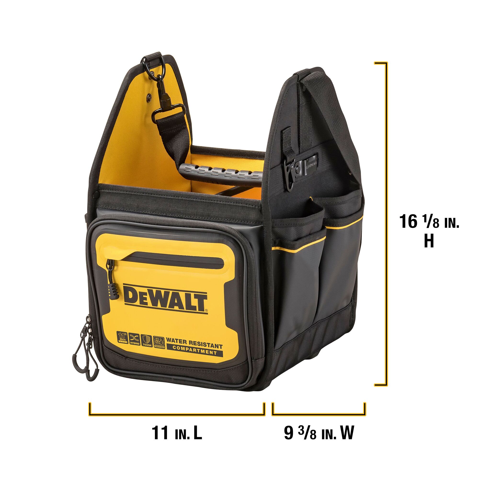 Bolsa de electricista con cierre DEWALT negro - amarillo de nailon balístico de 9.375 pulgadas de ancho x 16.125 pulgadas de profundidad x 11 pulgadas de largo DWST560105