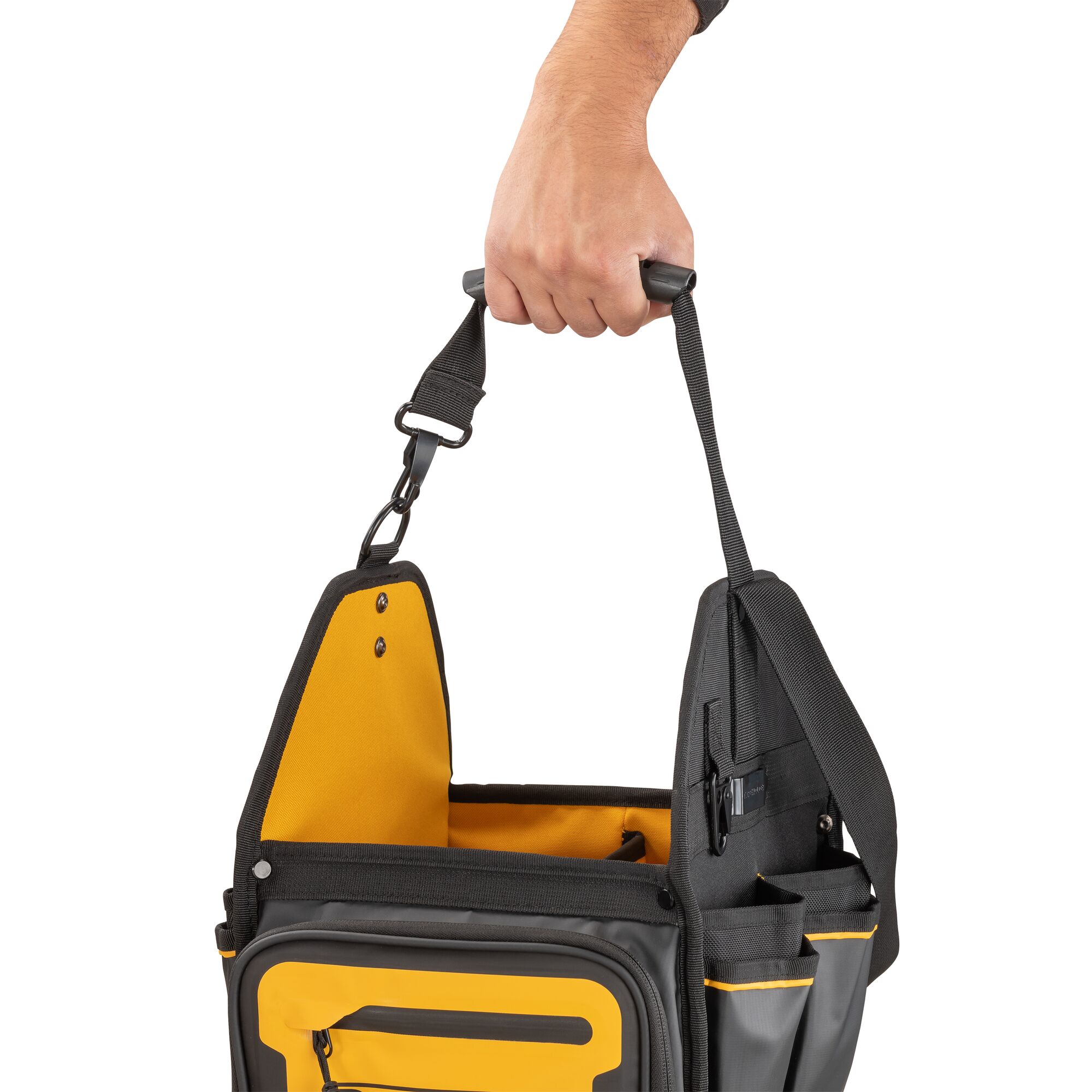 Bolsa de electricista con cierre DEWALT negro - amarillo de nailon balístico de 9.375 pulgadas de ancho x 16.125 pulgadas de profundidad x 11 pulgadas de largo DWST560105