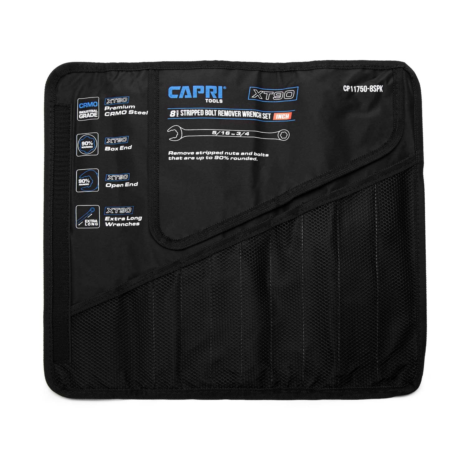 Bolsa para herramientas Capri Tools extra larga para construcción general con lona para enrollar llaves CP11750-8S-POUCH