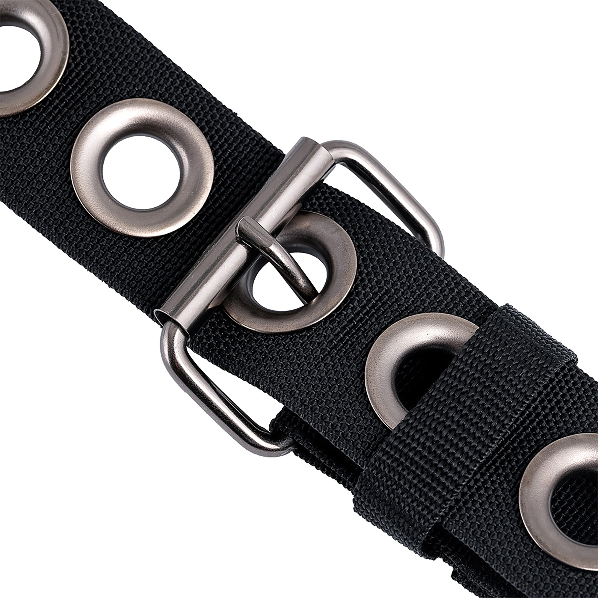 Cinturón de herramientas para constructores de tela en color crema y negro de Bucket Boss con suspensión de poliéster de 3 bolsas