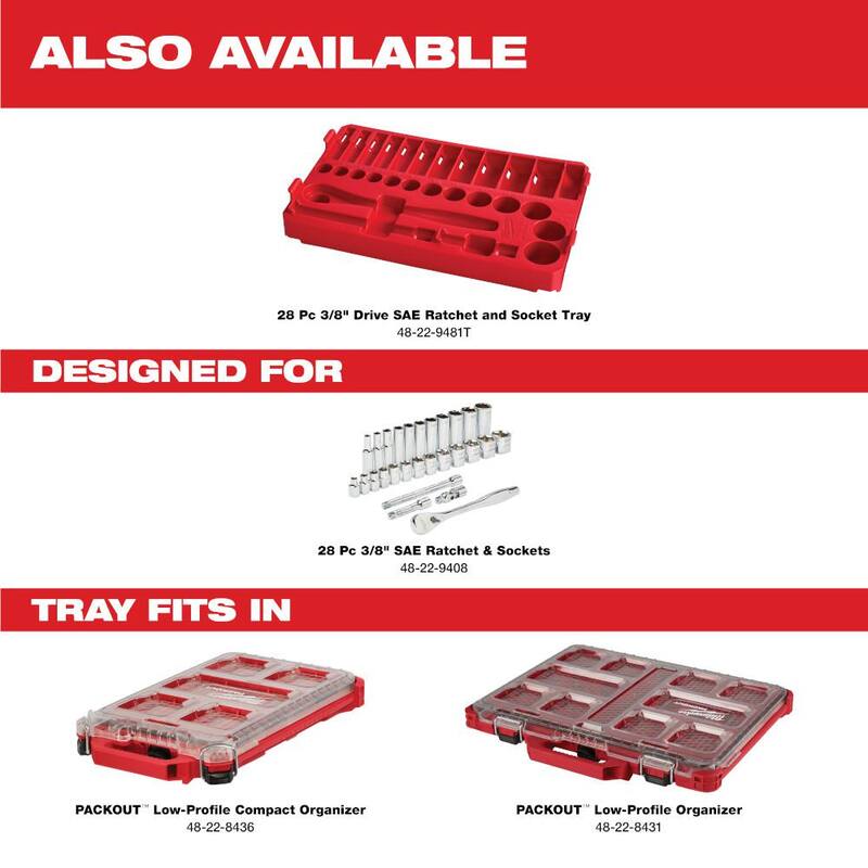 Set de herramientas mecánicas Milwaukee de 3/8 pulgadas con trinquete y juego de puntas SAE, y juego de destornilladores (38 piezas) - 48-22-9408-48-22-2710