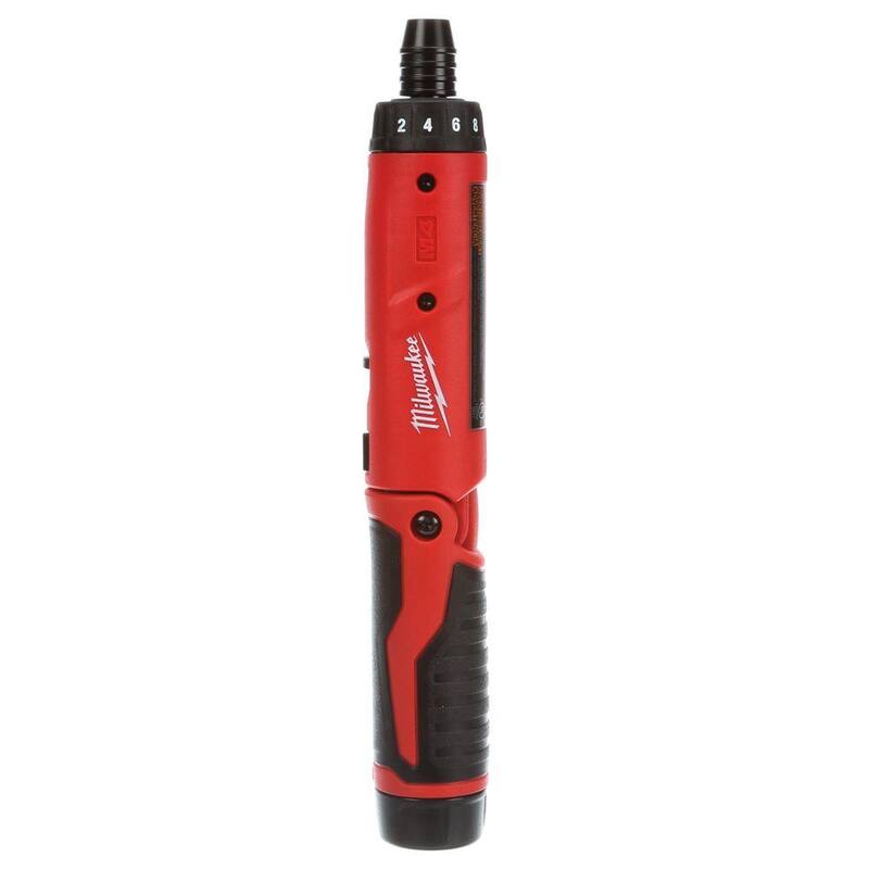 Milwaukee M4 4V Taladro inalámbrico de iones de litio de 1/4 de pulgada con puntas hexagonales, juego de 2 baterías - 2101-22