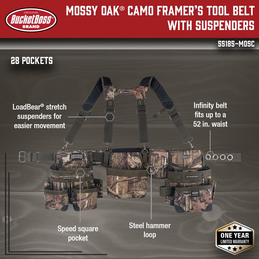 Balde Boss 3-BOLSA Mossy Oak Framer Poliéster Suspension tool rig 55185-MOSC