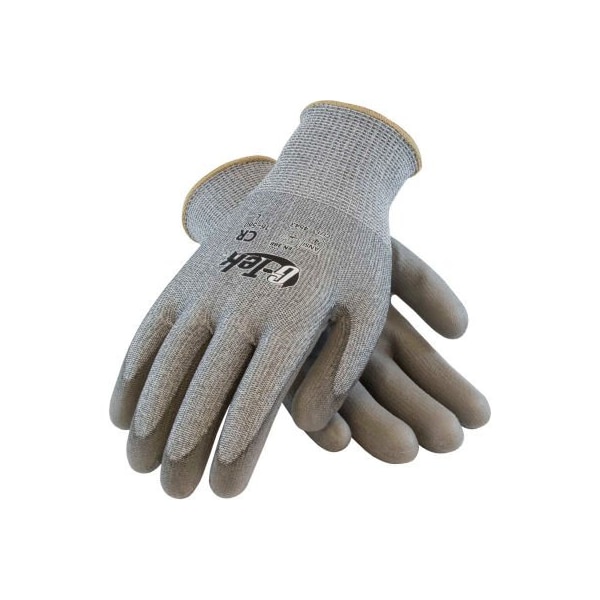 Guantes con agarre gris Pip PIP G-Tek® CR de poliuretano con forro de HPPE/vidrio, palma/dedos grises, talla S, 1 docena - 16-560/S.