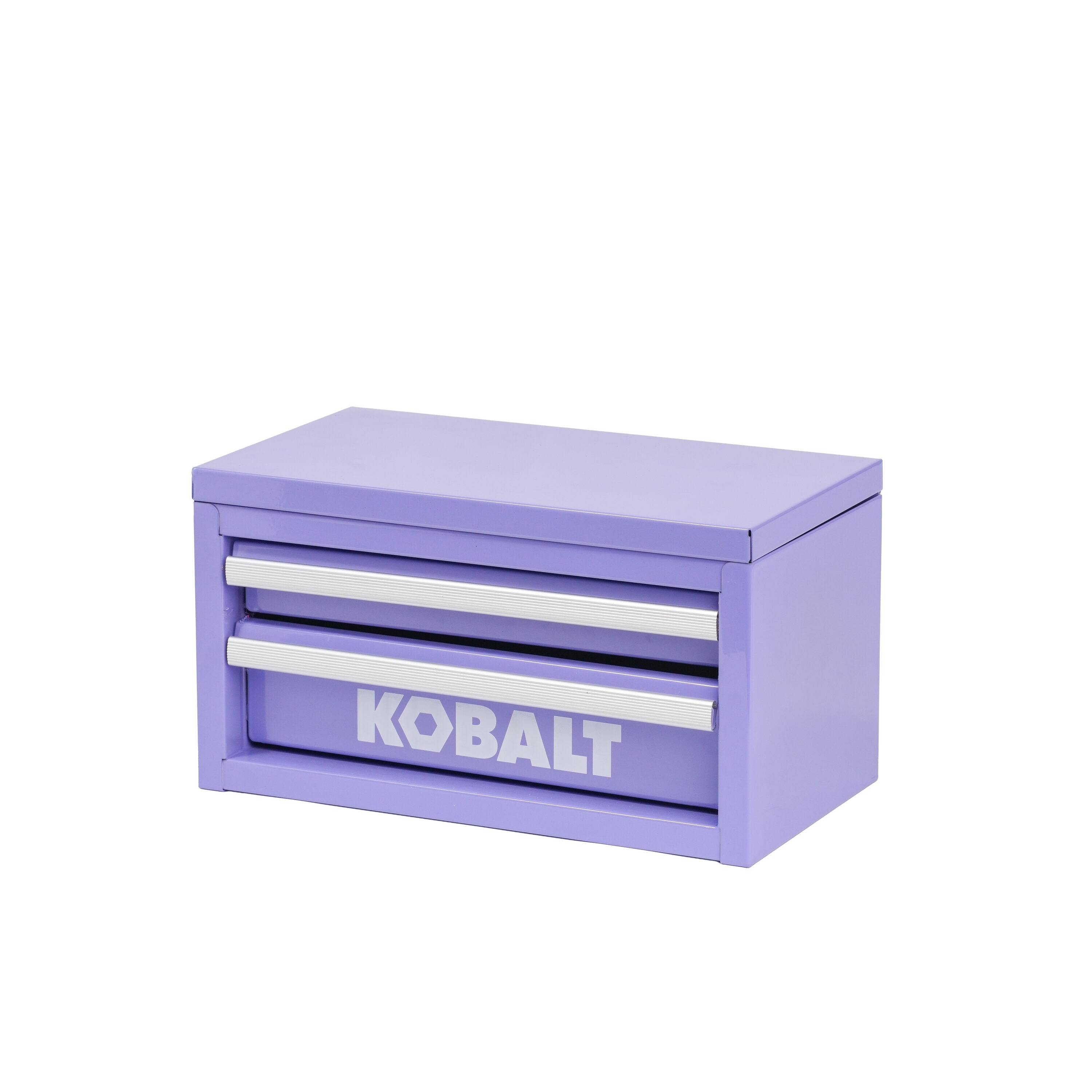 Caja de herramientas portátil mini Kobalt 10.83 pulgadas de ancho x 5.91 pulgadas de alto x 5.91 pulgadas de profundidad, 2 cajones, color lavanda de acero 55231.