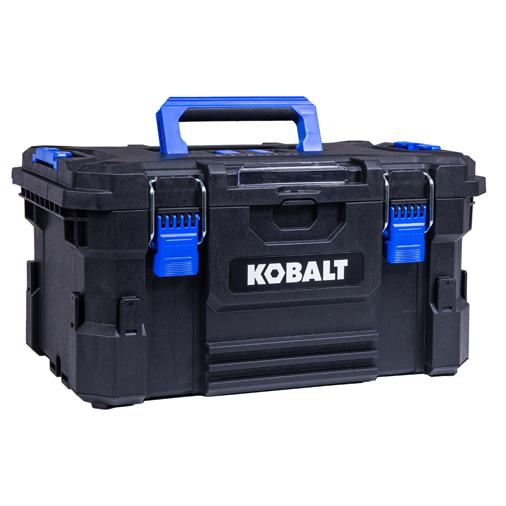 Caja de herramientas de plástico negra Kobalt CASESTACK de 21.25 pulgadas de ancho x 11 pulgadas de alto x 14 pulgadas de profundidad KCS-MTBOX1-03
