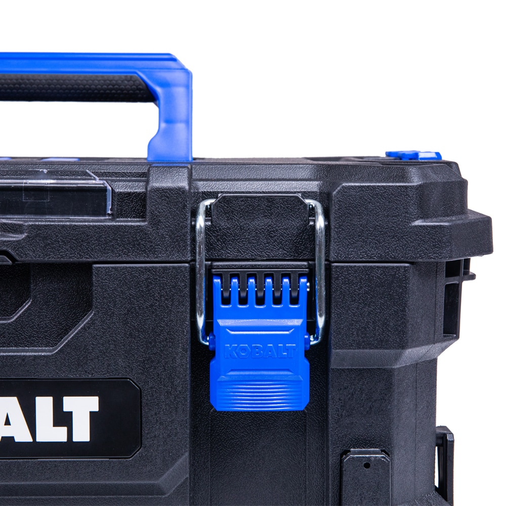Caja de herramientas de plástico negra Kobalt CASESTACK de 21.25 pulgadas de ancho x 11 pulgadas de alto x 14 pulgadas de profundidad KCS-MTBOX1-03