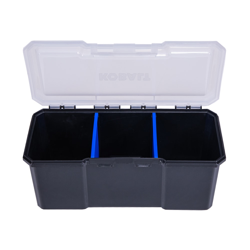 Caja de herramientas de plástico negra Kobalt CASESTACK de 21.25 pulgadas de ancho x 11 pulgadas de alto x 14 pulgadas de profundidad KCS-MTBOX1-03