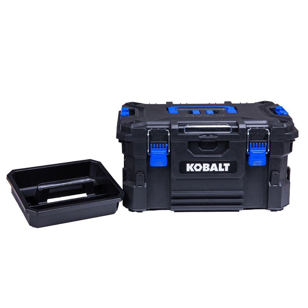 Caja de herramientas de plástico negra Kobalt CASESTACK de 21.25 pulgadas de ancho x 11 pulgadas de alto x 14 pulgadas de profundidad KCS-MTBOX1-03