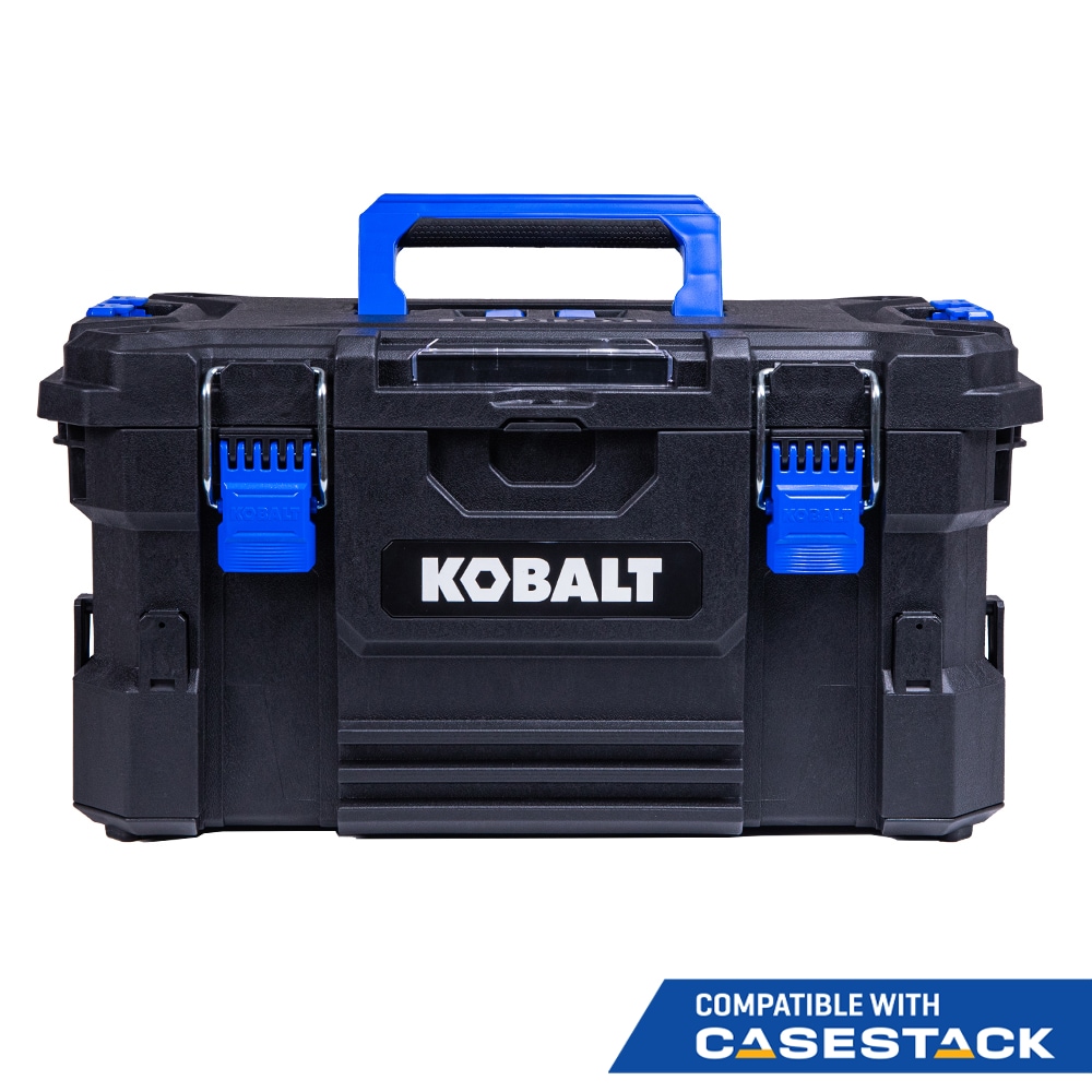 Caja de herramientas de plástico negra Kobalt CASESTACK de 21.25 pulgadas de ancho x 11 pulgadas de alto x 14 pulgadas de profundidad KCS-MTBOX1-03