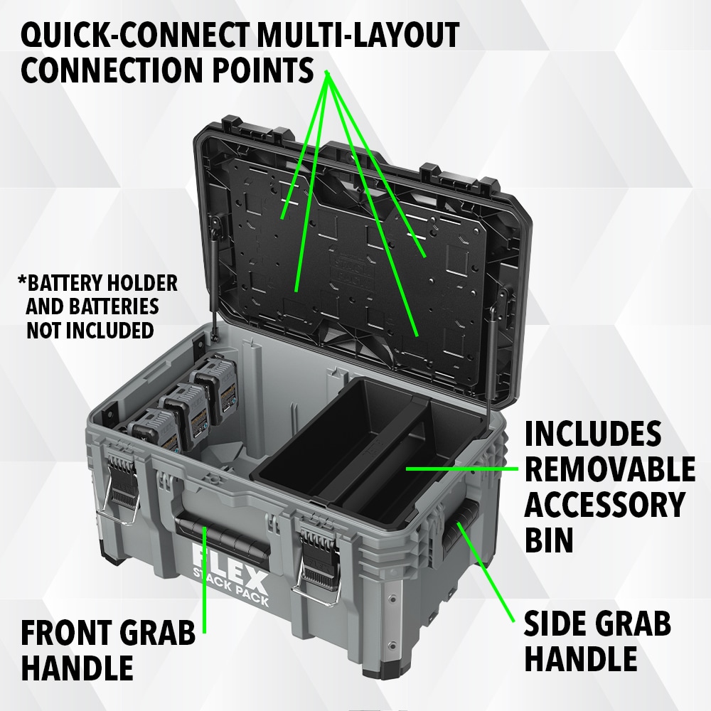 Caja de herramientas mediana FLEX STACK PACK 22 pulgadas de ancho x 11.7 pulgadas de alto x 15.6 pulgadas de profundidad Caja de herramientas de metal FS1102