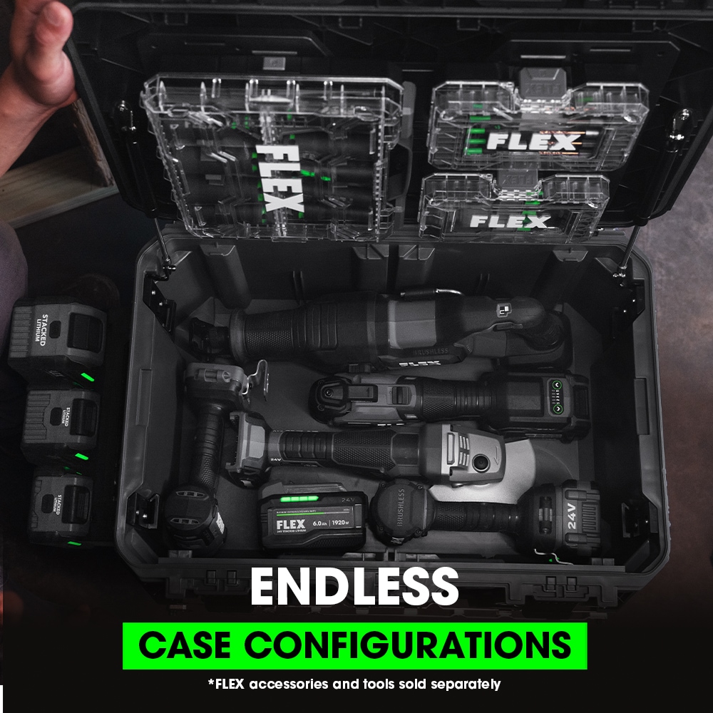 Caja de herramientas mediana FLEX STACK PACK 22 pulgadas de ancho x 11.7 pulgadas de alto x 15.6 pulgadas de profundidad Caja de herramientas de metal FS1102
