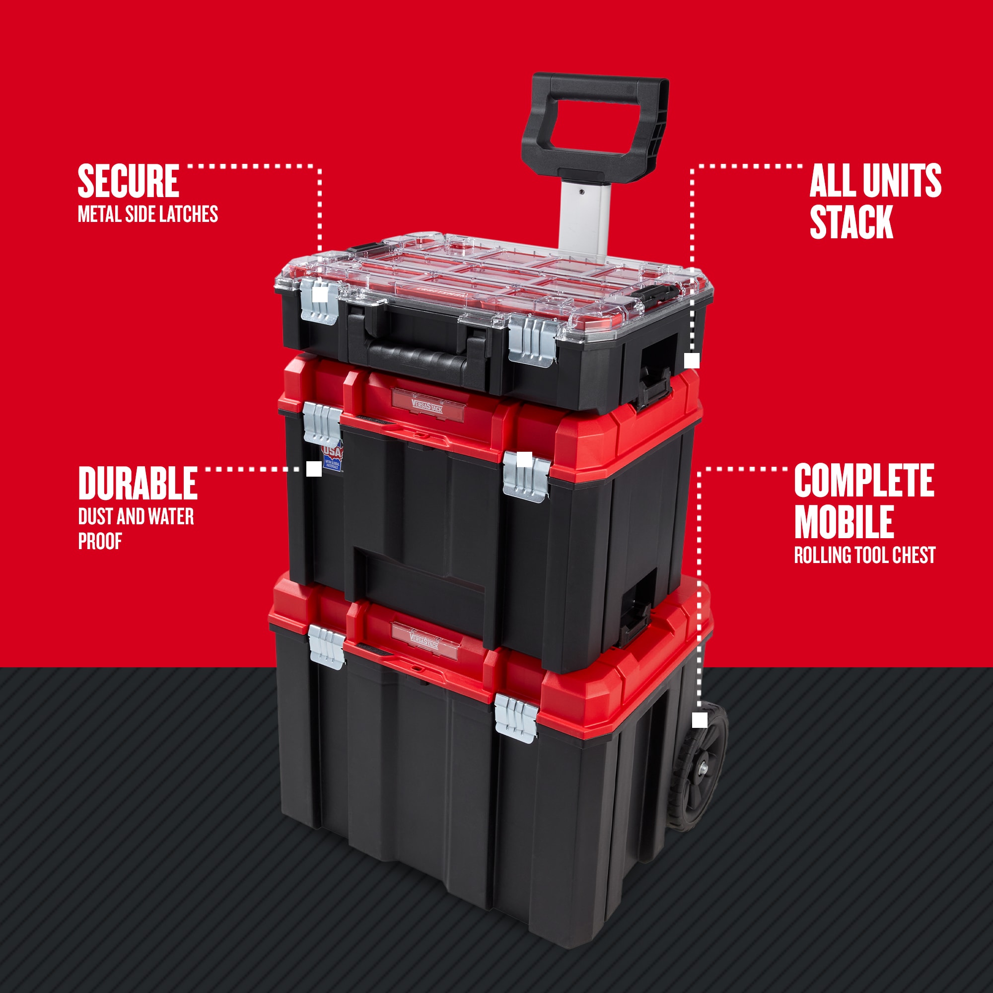 CRAFTSMAN VERSASTACK 17.126-pulgadas de ancho x 30.9-pulgadas de alto x 20.157-pulgadas de profundidad Caja de herramientas rodante de plástico/metal negro CMST60402