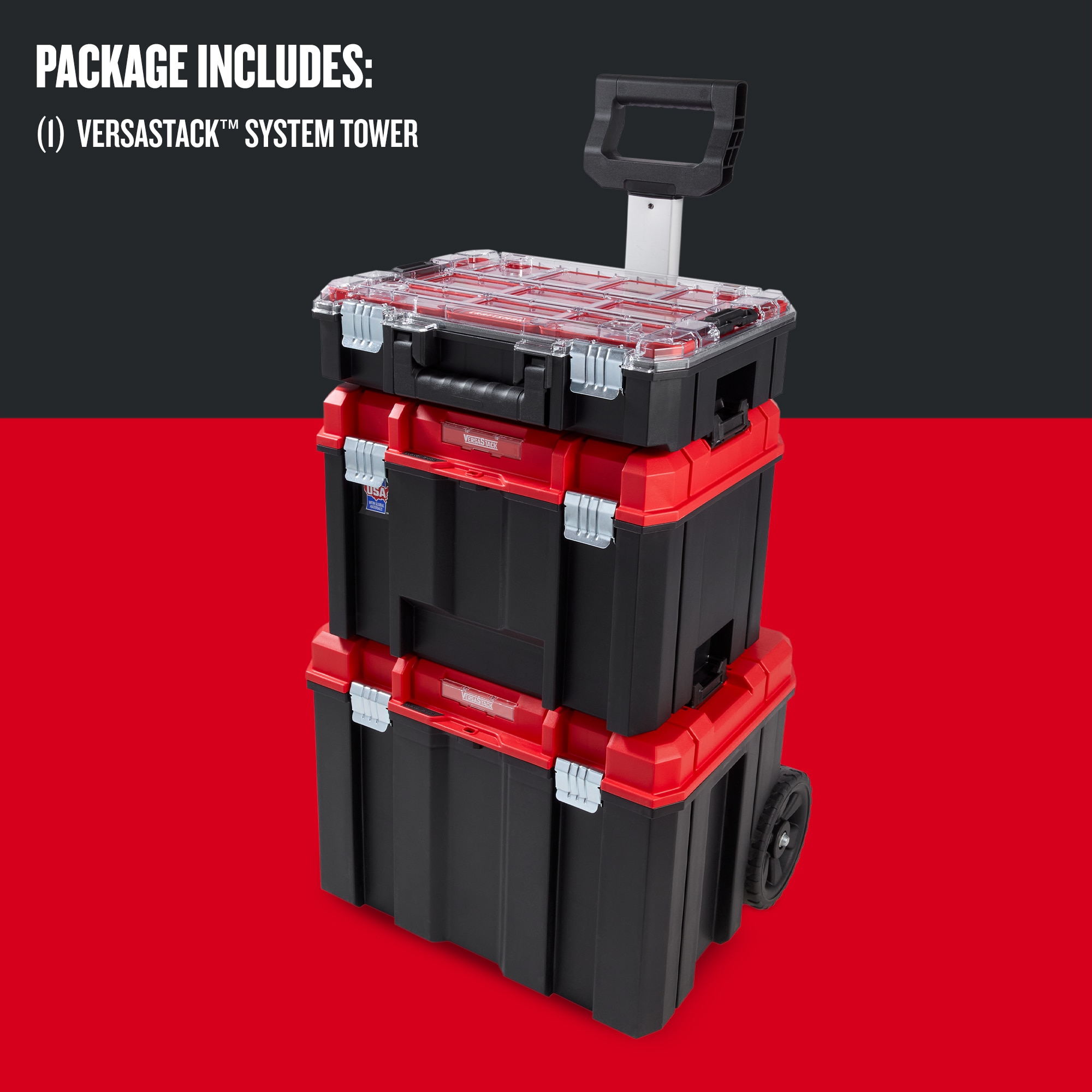 CRAFTSMAN VERSASTACK 17.126-pulgadas de ancho x 30.9-pulgadas de alto x 20.157-pulgadas de profundidad Caja de herramientas rodante de plástico/metal negro CMST60402