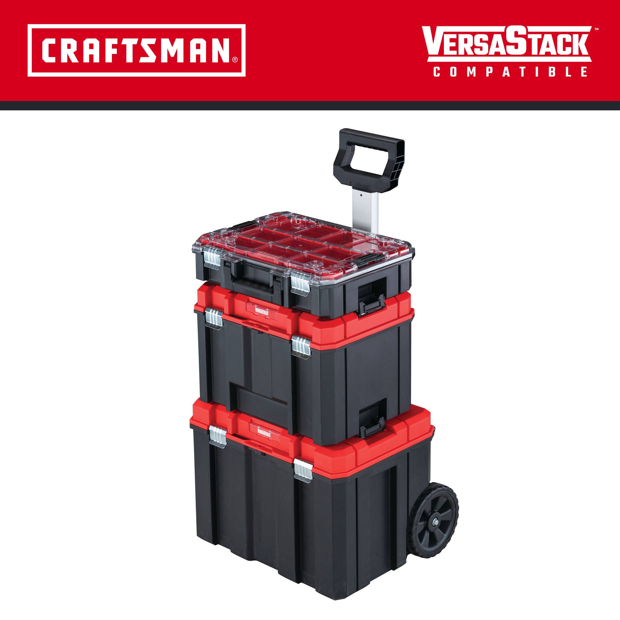 CRAFTSMAN VERSASTACK 17.126-pulgadas de ancho x 30.9-pulgadas de alto x 20.157-pulgadas de profundidad Caja de herramientas rodante de plástico/metal negro CMST60402