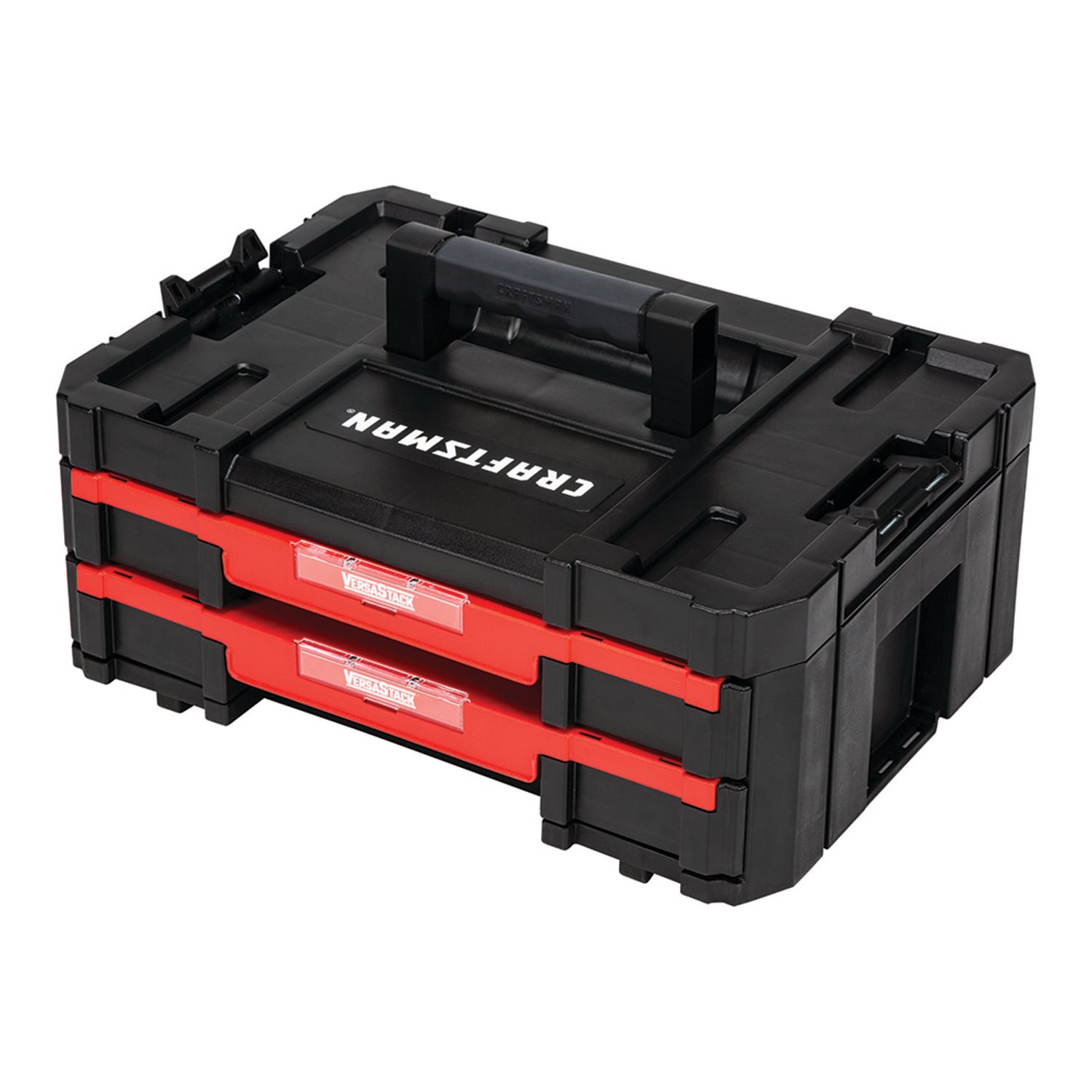 Caja de herramientas de plástico negro CRAFTSMAN VERSASTACK de 17 pulgadas de ancho x 6.87 pulgadas de alto x 12.5 pulgadas de profundidad con 2 cajones CMST17804