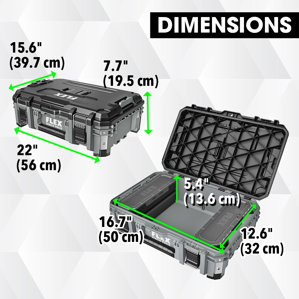 Caja de herramientas FLEX STACK PACK para maletas 22 pulgadas de ancho x 8.2 pulgadas de alto x 15.6 pulgadas de profundidad Caja de herramientas de metal FS1103