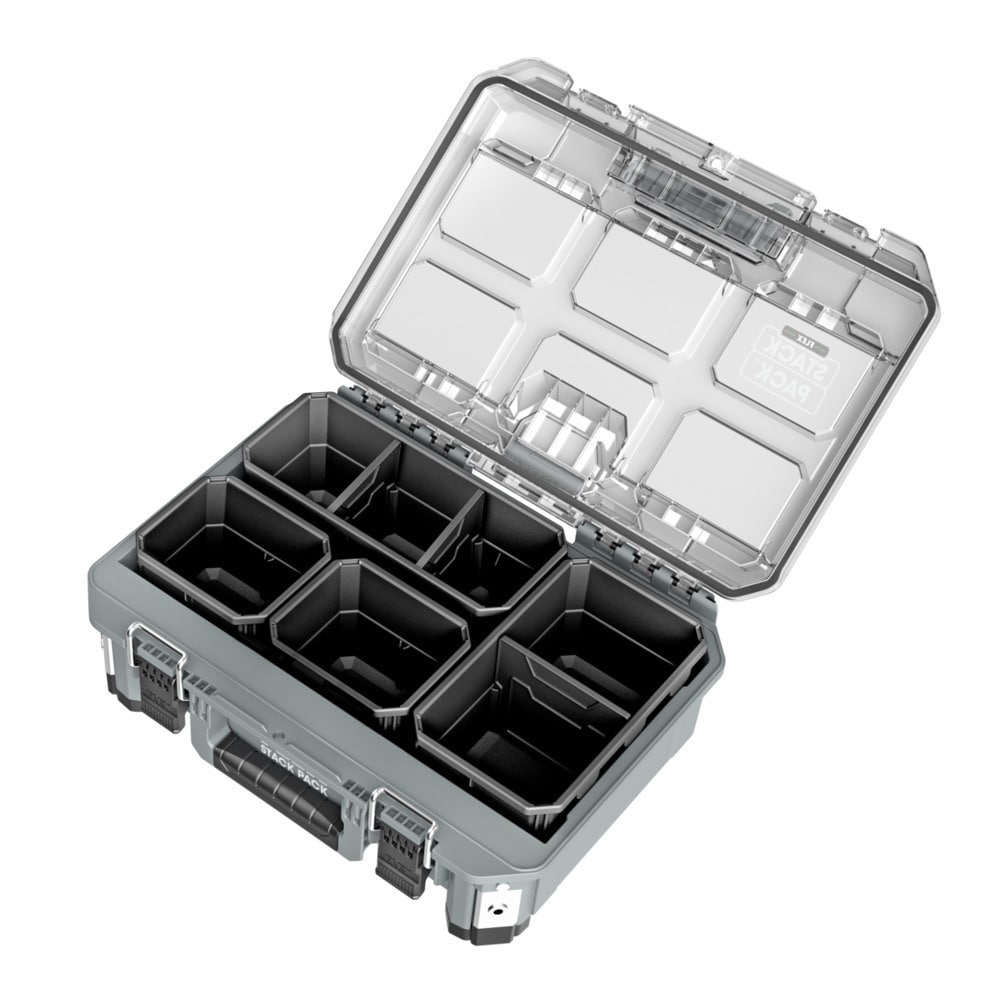Caja organizadora mediana FLEX STACK PACK 11 pulgadas de ancho x 5.6 pulgadas de alto x 14.8 pulgadas de profundidad Caja de herramientas de metal FS1302