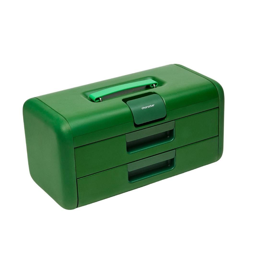 Caja de herramientas de acero verde de 3 cajones, 17 pulgadas de ancho x 8.25 pulgadas de altura x 8.25 pulgadas de profundidad.