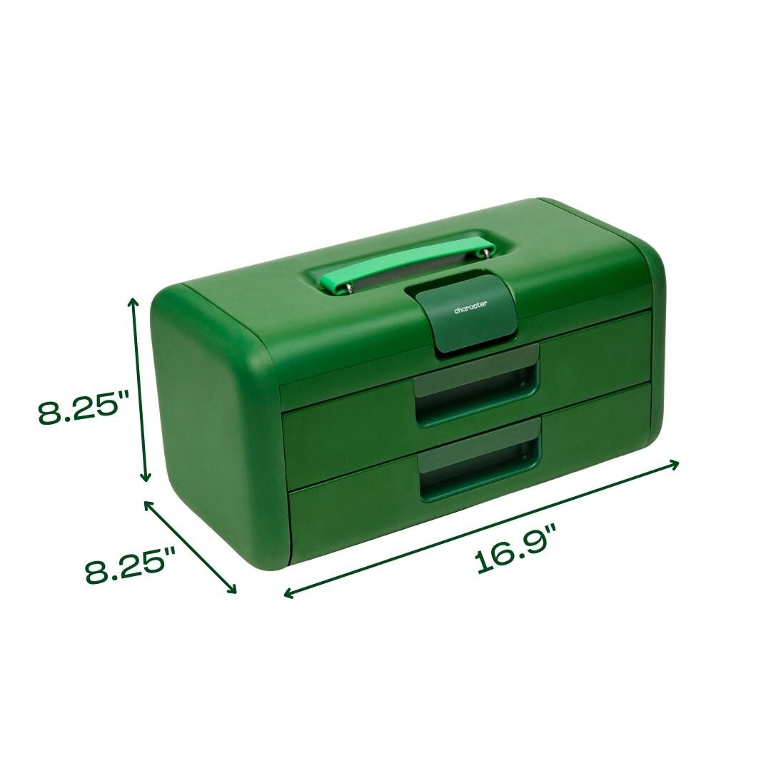 Caja de herramientas de acero verde de 3 cajones, 17 pulgadas de ancho x 8.25 pulgadas de altura x 8.25 pulgadas de profundidad.