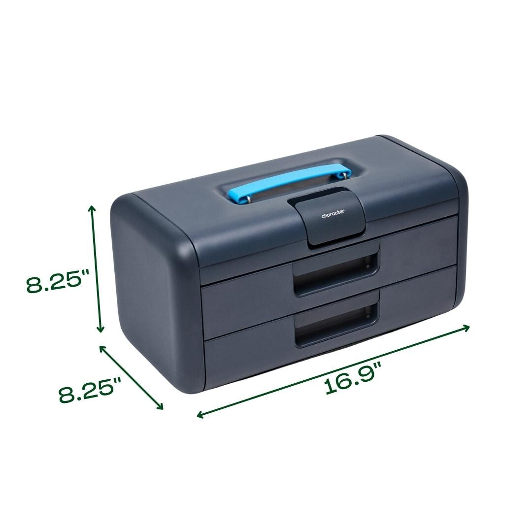 Caja de herramientas de acero azul con 3 cajones, 17 pulgadas de ancho x 8.25 pulgadas de alto x 8.25 pulgadas de profundidad