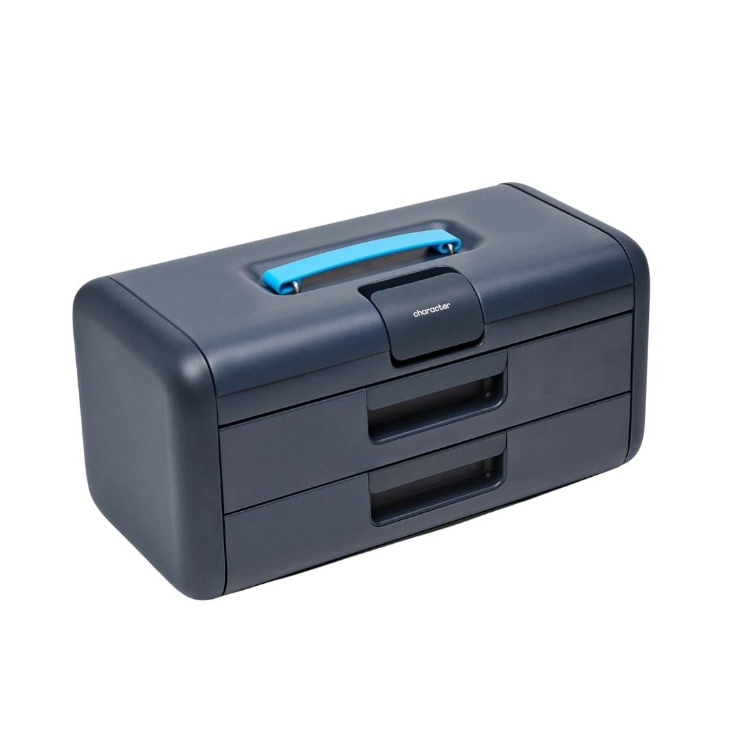 Caja de herramientas de acero azul con 3 cajones, 17 pulgadas de ancho x 8.25 pulgadas de alto x 8.25 pulgadas de profundidad