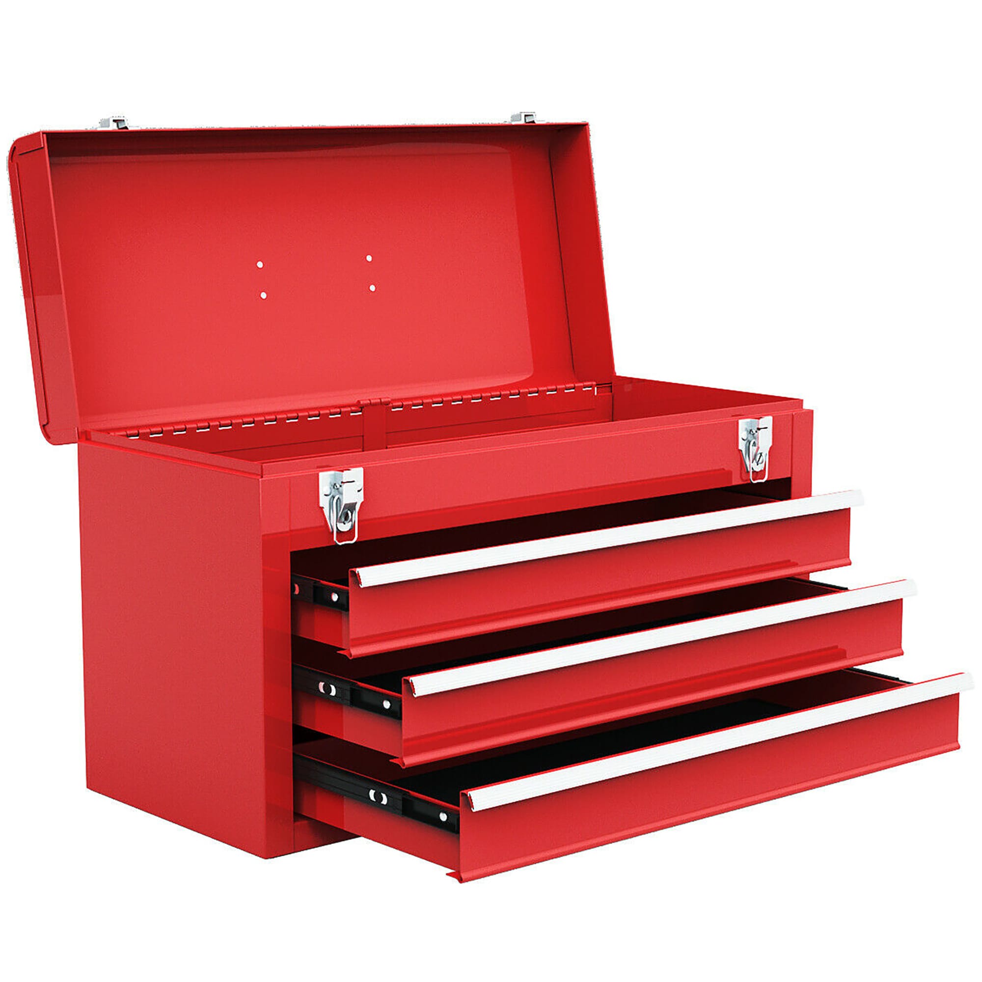Caja de herramientas metálica roja de 3 cajones Costway 8.5 pulgadas W x 12 pulgadas H x 20.5 pulgadas D