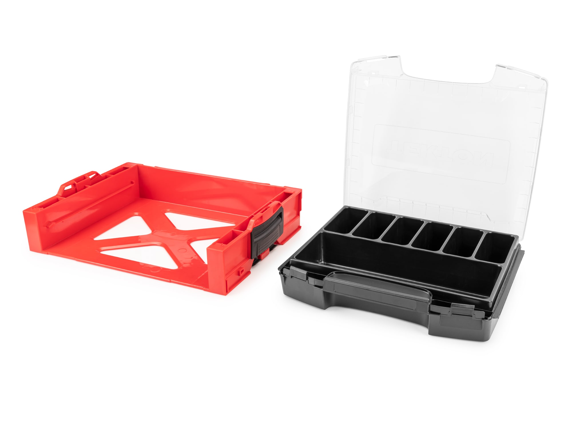 Caja de herramientas de plástico rojo TEKTON L-Boxx de 17.5 pulgadas de ancho x 4 pulgadas de alto x 13.5 pulgadas de profundidad OLB94002
