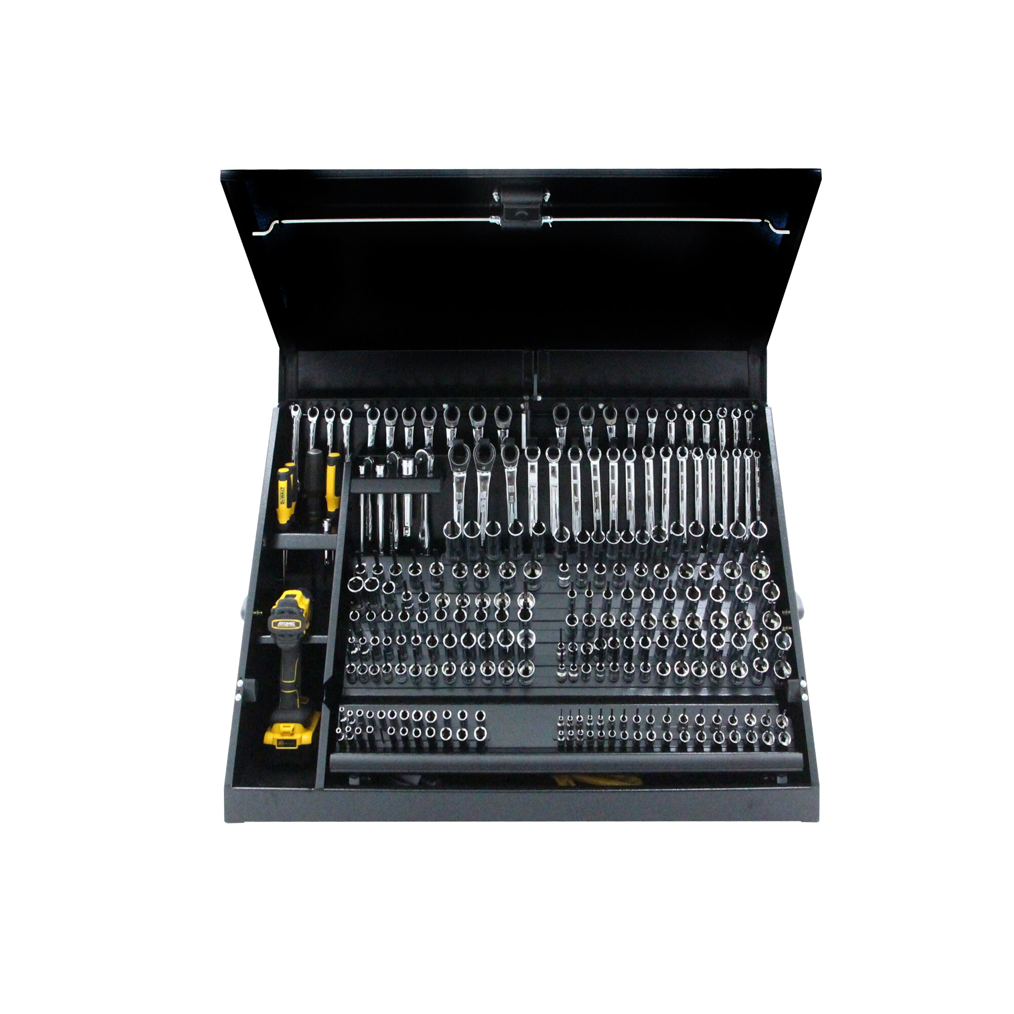 Caja de herramientas de acero negro DEWALT Triangular 36.85 pulgadas de ancho x 21.5 pulgadas de alto x 17.52 pulgadas de profundidad DXTB36BB