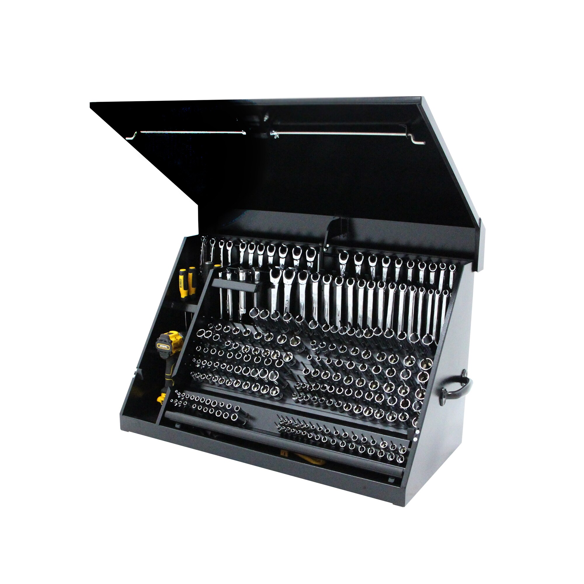 Caja de herramientas de acero negro DEWALT Triangular 36.85 pulgadas de ancho x 21.5 pulgadas de alto x 17.52 pulgadas de profundidad DXTB36BB
