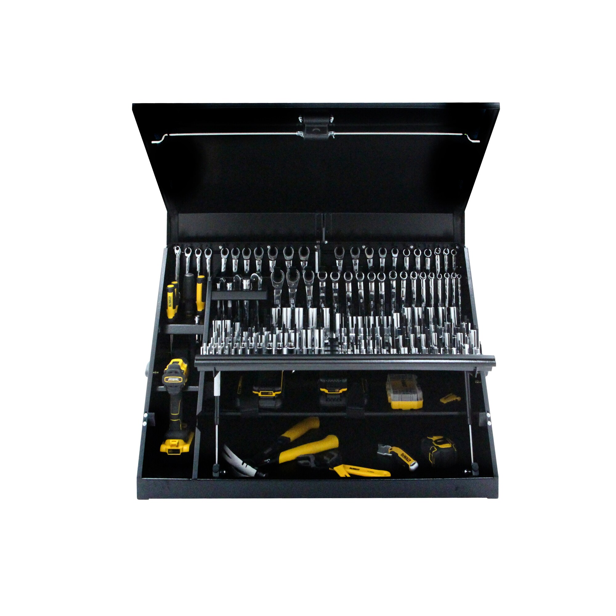 Caja de herramientas de acero negro DEWALT Triangular 36.85 pulgadas de ancho x 21.5 pulgadas de alto x 17.52 pulgadas de profundidad DXTB36BB