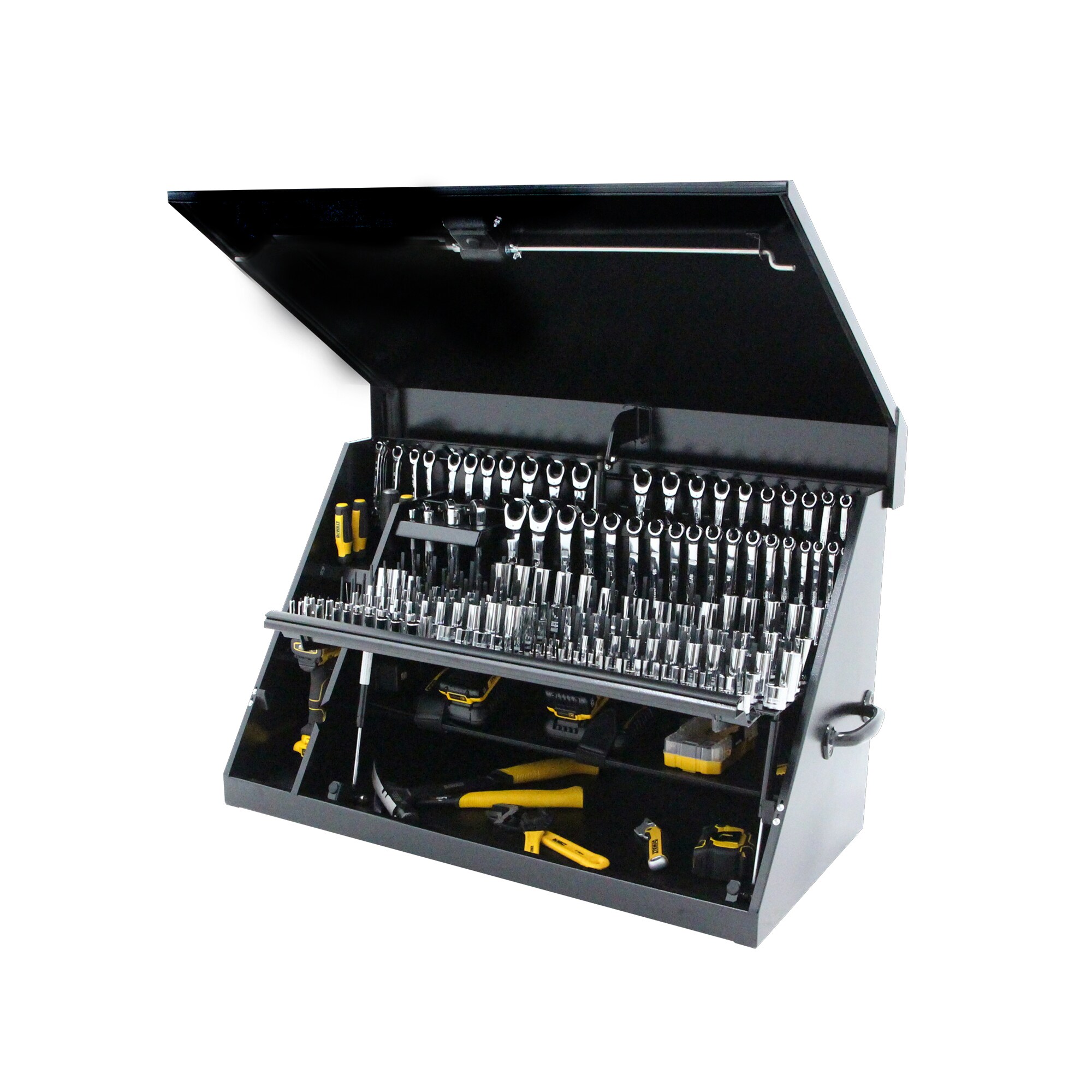 Caja de herramientas de acero negro DEWALT Triangular 36.85 pulgadas de ancho x 21.5 pulgadas de alto x 17.52 pulgadas de profundidad DXTB36BB