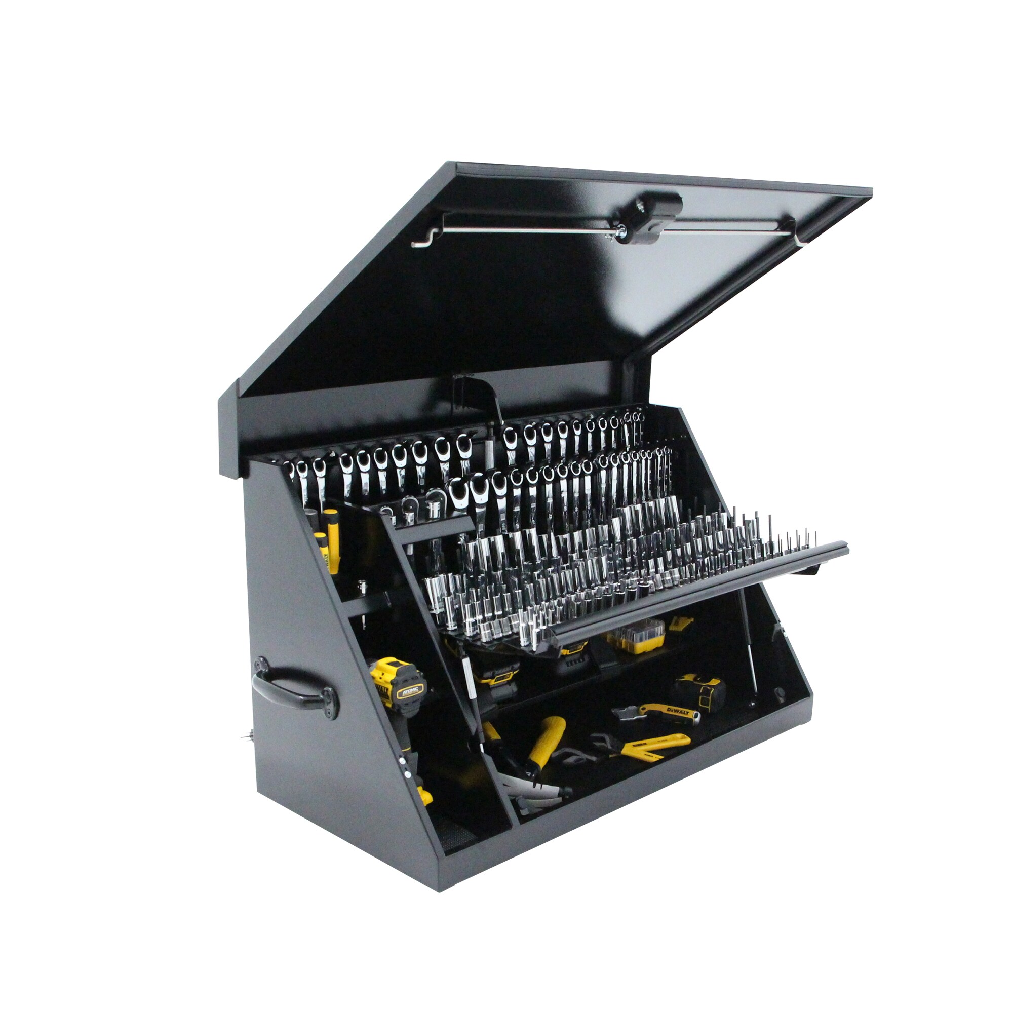 Caja de herramientas de acero negro DEWALT Triangular 36.85 pulgadas de ancho x 21.5 pulgadas de alto x 17.52 pulgadas de profundidad DXTB36BB