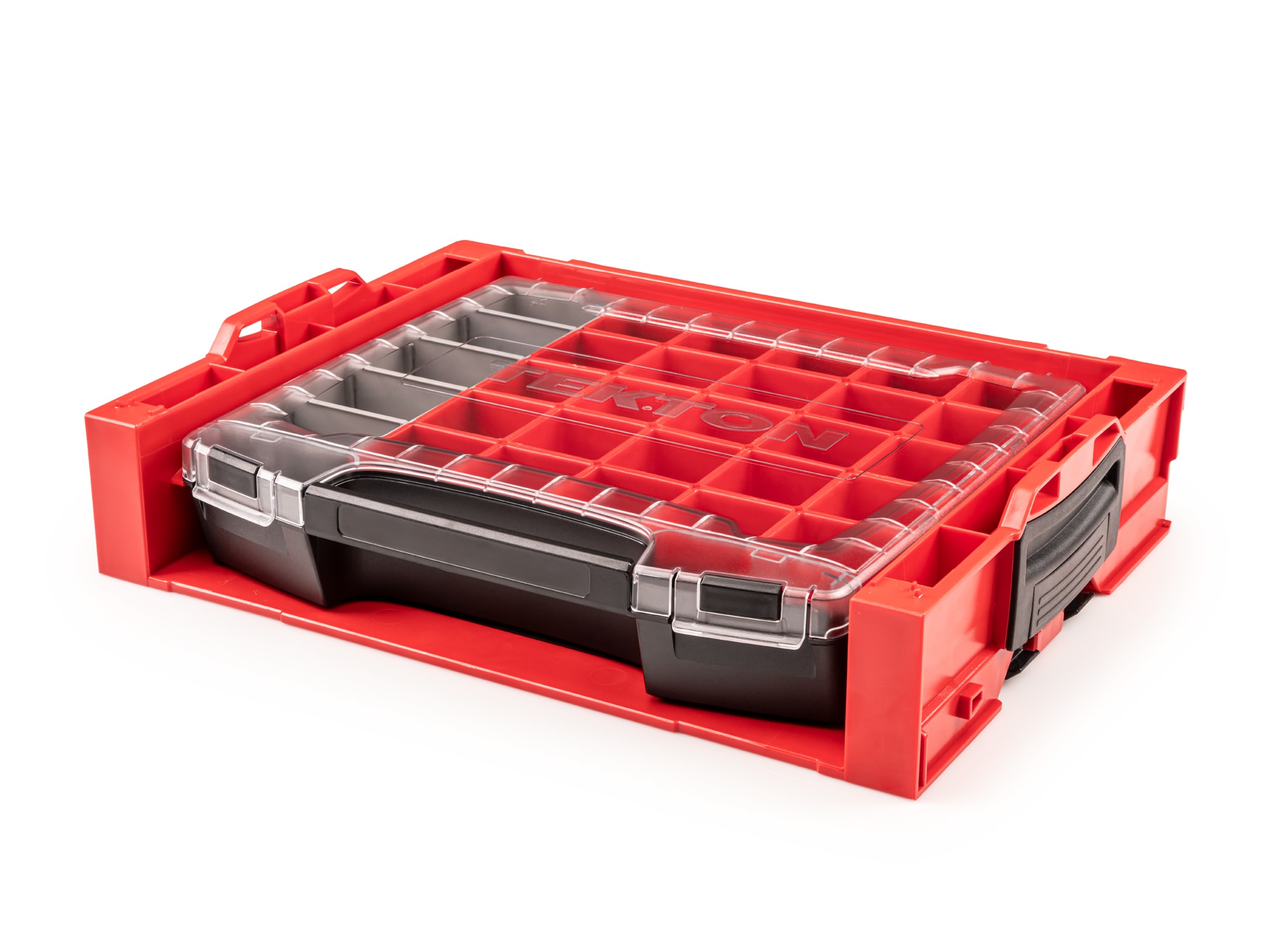 Caja de herramientas de plástico rojo TEKTON de 17.5 pulgadas de ancho x 4 pulgadas de alto x 13.5 pulgadas de profundidad OLB94024