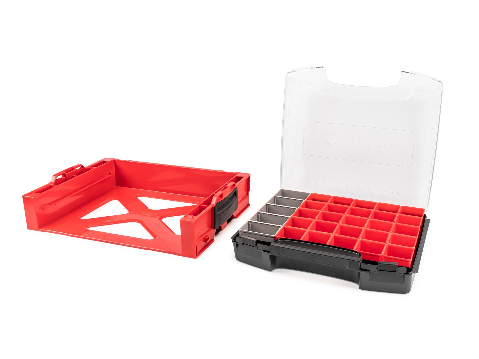Caja de herramientas de plástico rojo TEKTON de 17.5 pulgadas de ancho x 4 pulgadas de alto x 13.5 pulgadas de profundidad OLB94024