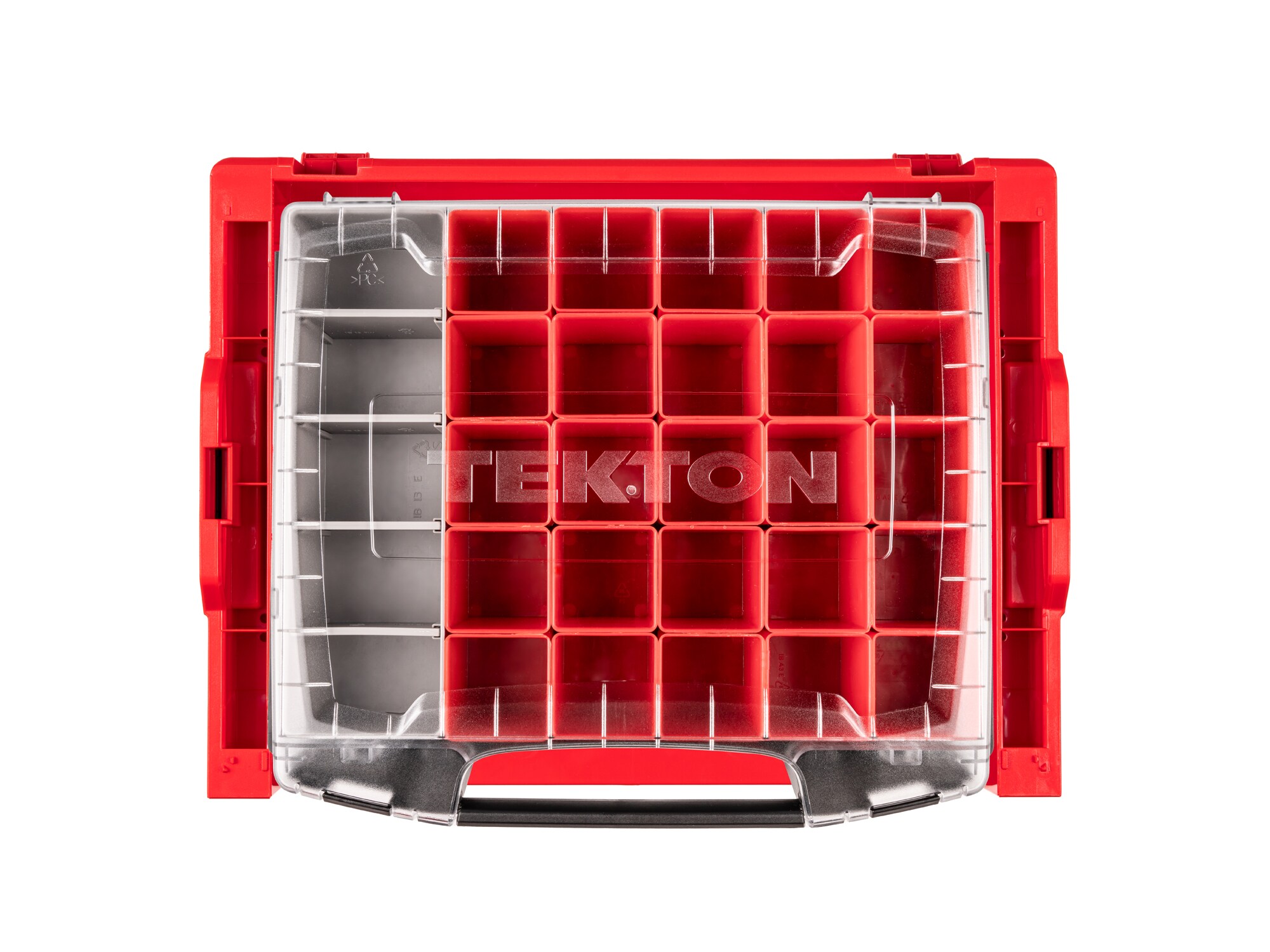 Caja de herramientas de plástico rojo TEKTON de 17.5 pulgadas de ancho x 4 pulgadas de alto x 13.5 pulgadas de profundidad OLB94024