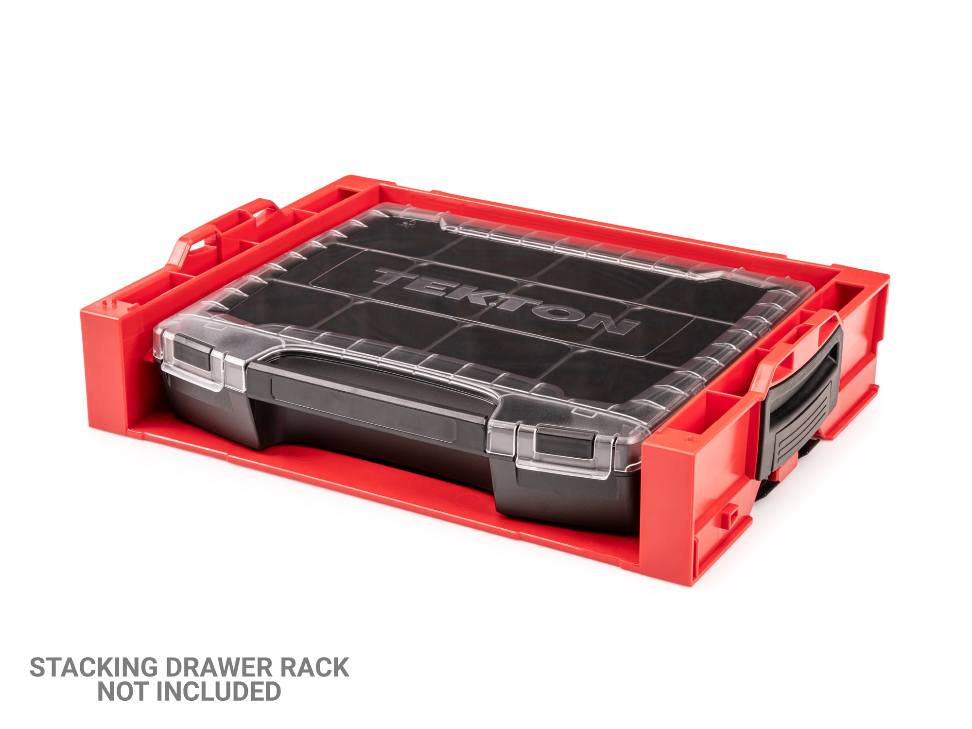 Caja de herramientas de plástico rojo TEKTON L-Boxx de 14.4 pulgadas de largo x 2.9 pulgadas de alto x 12.4 pulgadas de profundidad