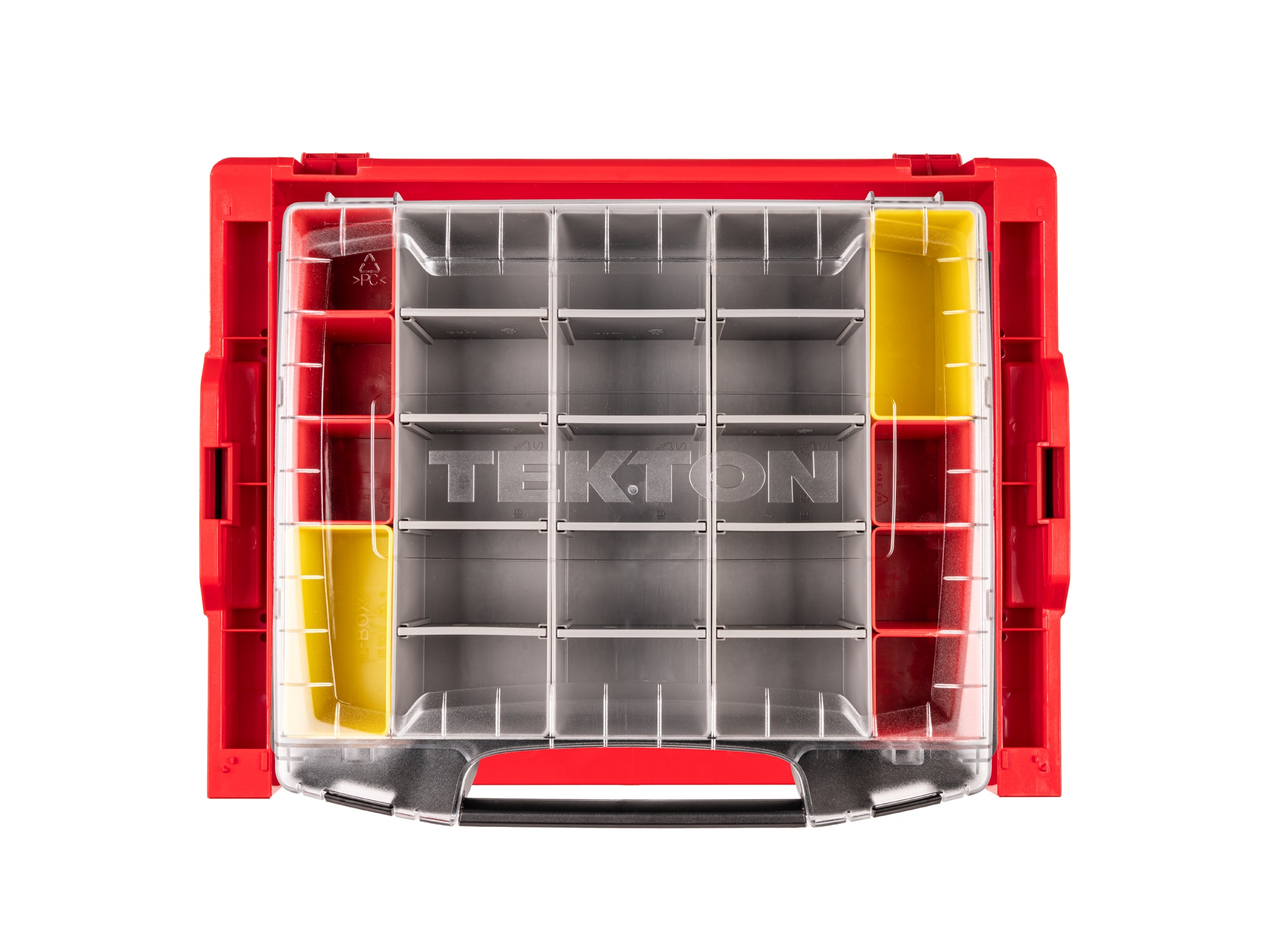 Caja de herramientas de plástico rojo TEKTON 17.5 pulgadas de ancho x 4 pulgadas de alto x 13.5 pulgadas de profundidad OLB94021