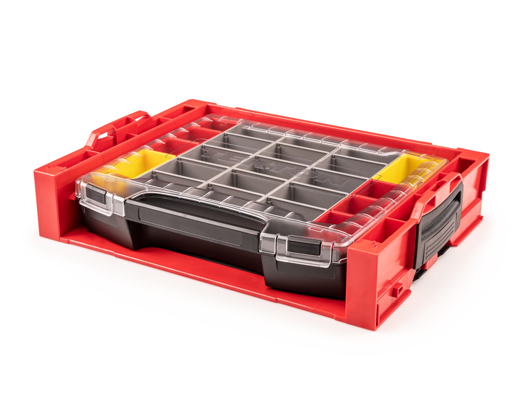 Caja de herramientas de plástico rojo TEKTON 17.5 pulgadas de ancho x 4 pulgadas de alto x 13.5 pulgadas de profundidad OLB94021