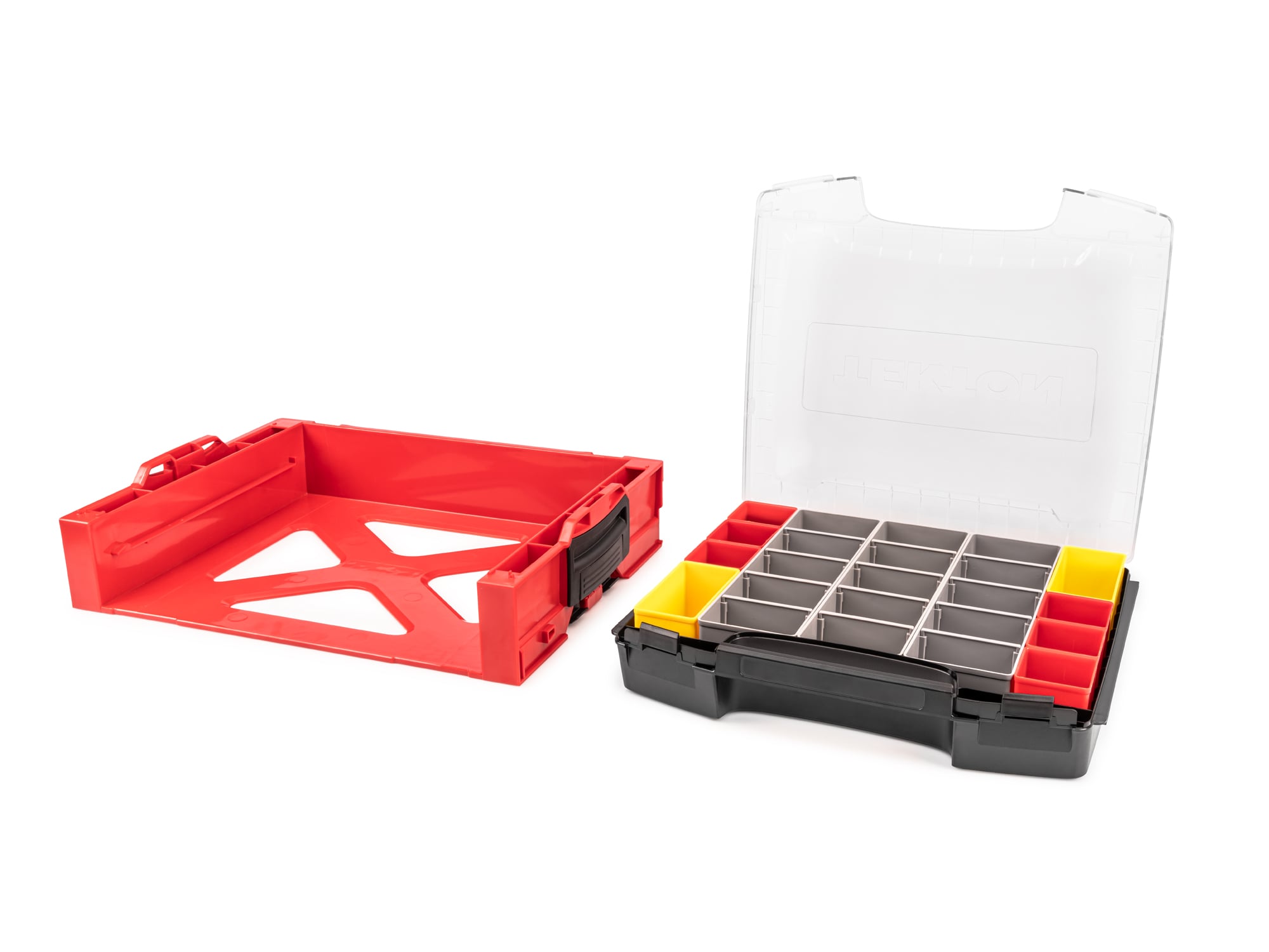 Caja de herramientas de plástico rojo TEKTON 17.5 pulgadas de ancho x 4 pulgadas de alto x 13.5 pulgadas de profundidad OLB94021