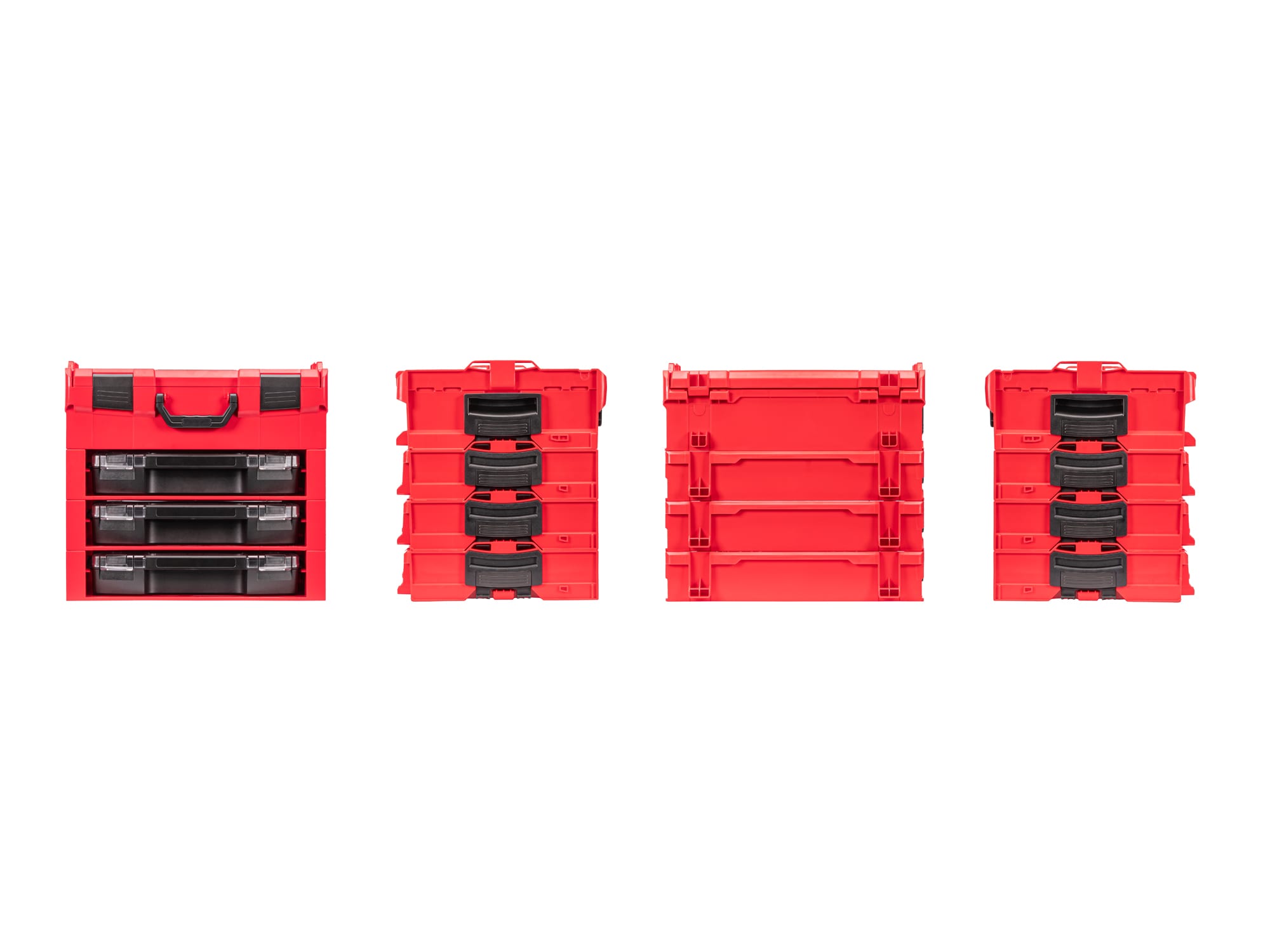 Caja de herramientas de plástico rojo TEKTON L-Boxx de 17.5 pulgadas de ancho x 16 pulgadas de alto x 14.1 pulgadas de profundidad con 3 cajones OLB99200