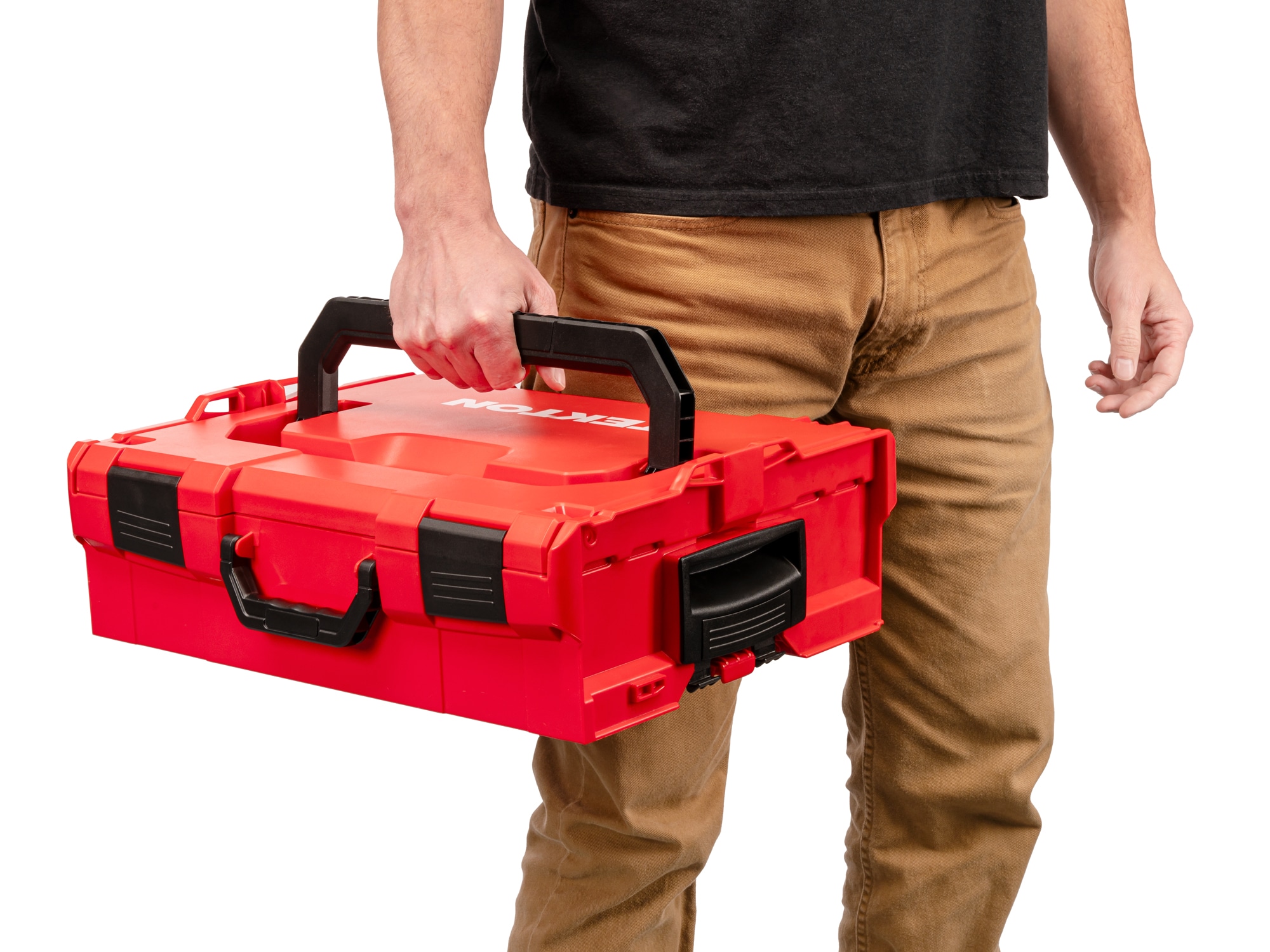 Caja de herramientas de plástico TEKTON L-Boxx roja de 17.5 pulgadas de ancho x 6 pulgadas de alto x 14.1 pulgadas de profundidad OLB91000