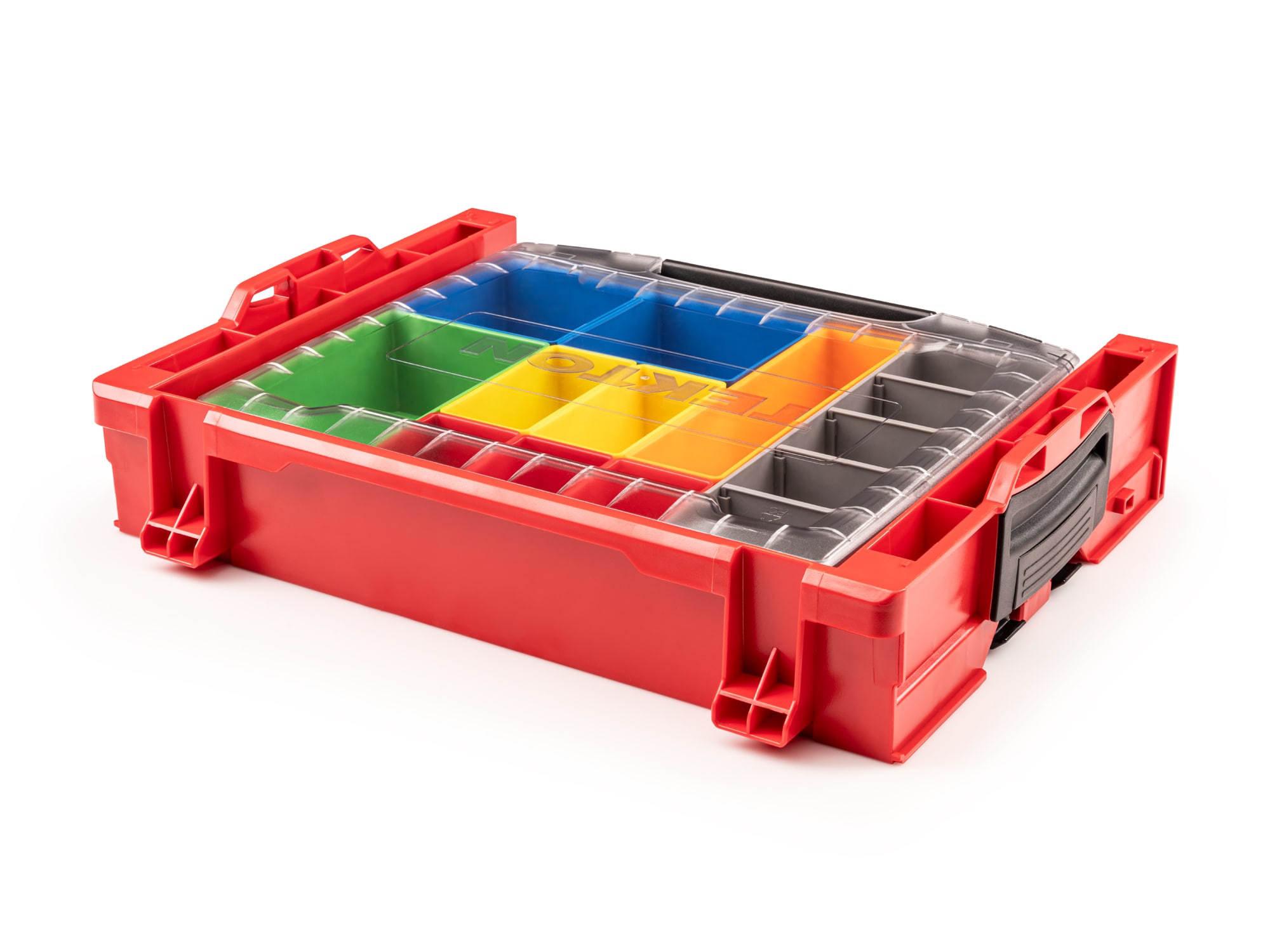 Caja de herramientas de plástico rojo TEKTON de 17.5 pulgadas de ancho x 4 pulgadas de alto x 13.5 pulgadas de profundidad OLB94020